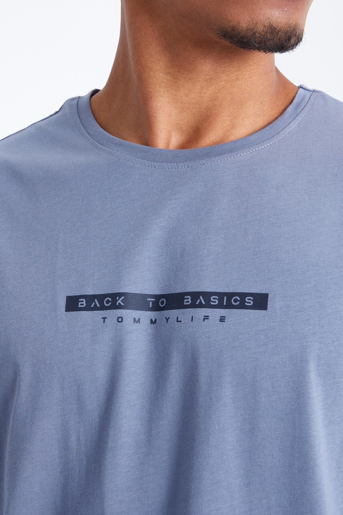 Petrol Back Print O Collar Men's Oversize T-Shirt - 88100