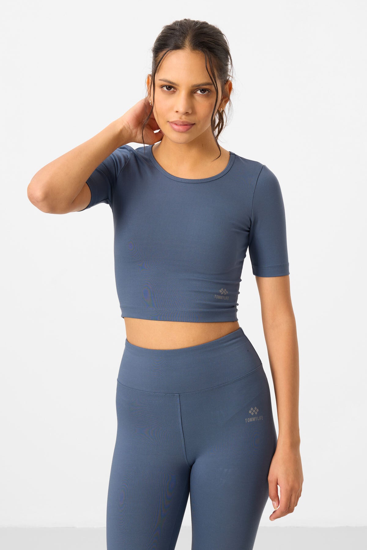 Petrol High Waist Capri-Crop T-Shirt Slim Fit Women's Tights Set - 95285