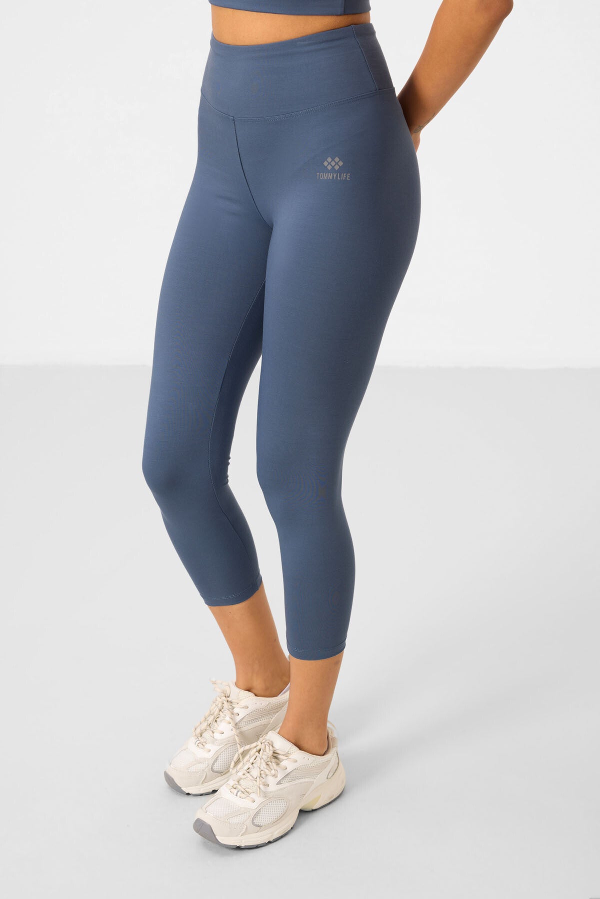 Petrol High Waist Capri-Crop T-Shirt Slim Fit Women's Tights Set - 95285