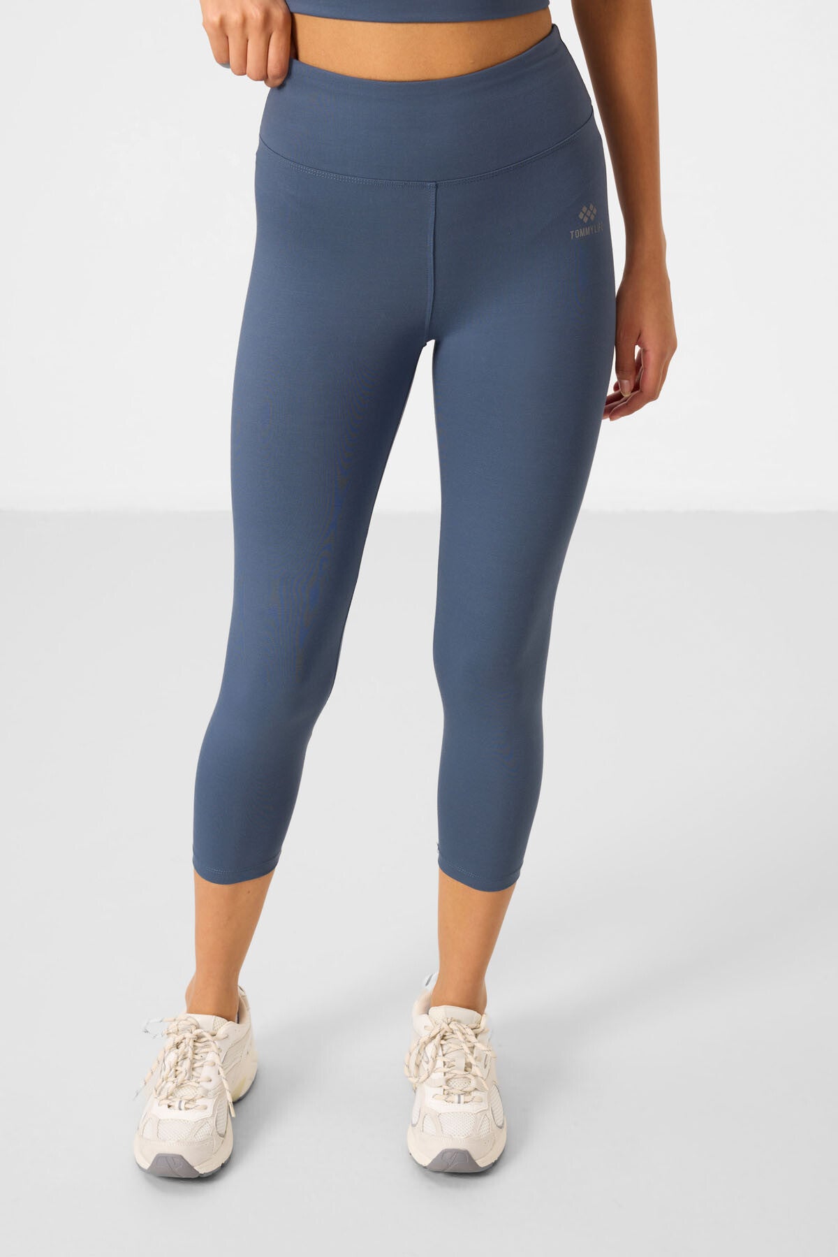 Petrol High Waist Capri-Crop T-Shirt Slim Fit Women's Tights Set - 95285