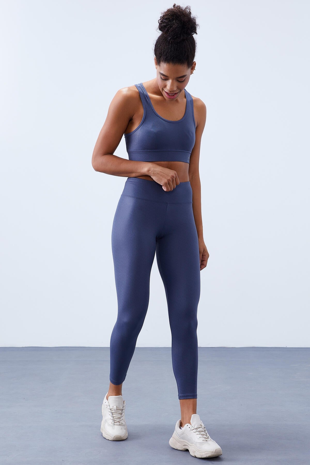 Petrol High Waist Shaping Back Detailed Slim Fit Bustier Women's Tights Set - 95281