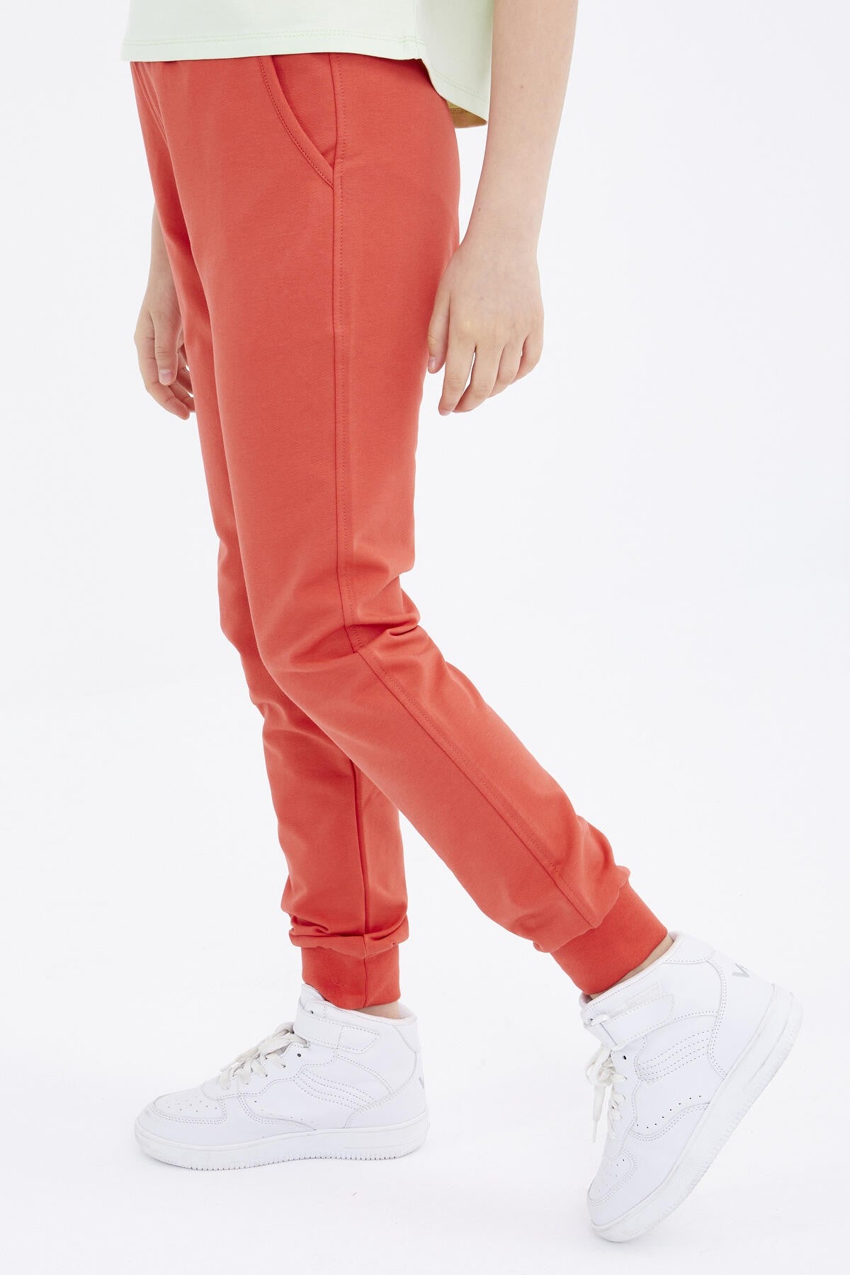 Orange Laced Standard Cut Cuffed Girls' Tracksuit Bottom - 75049