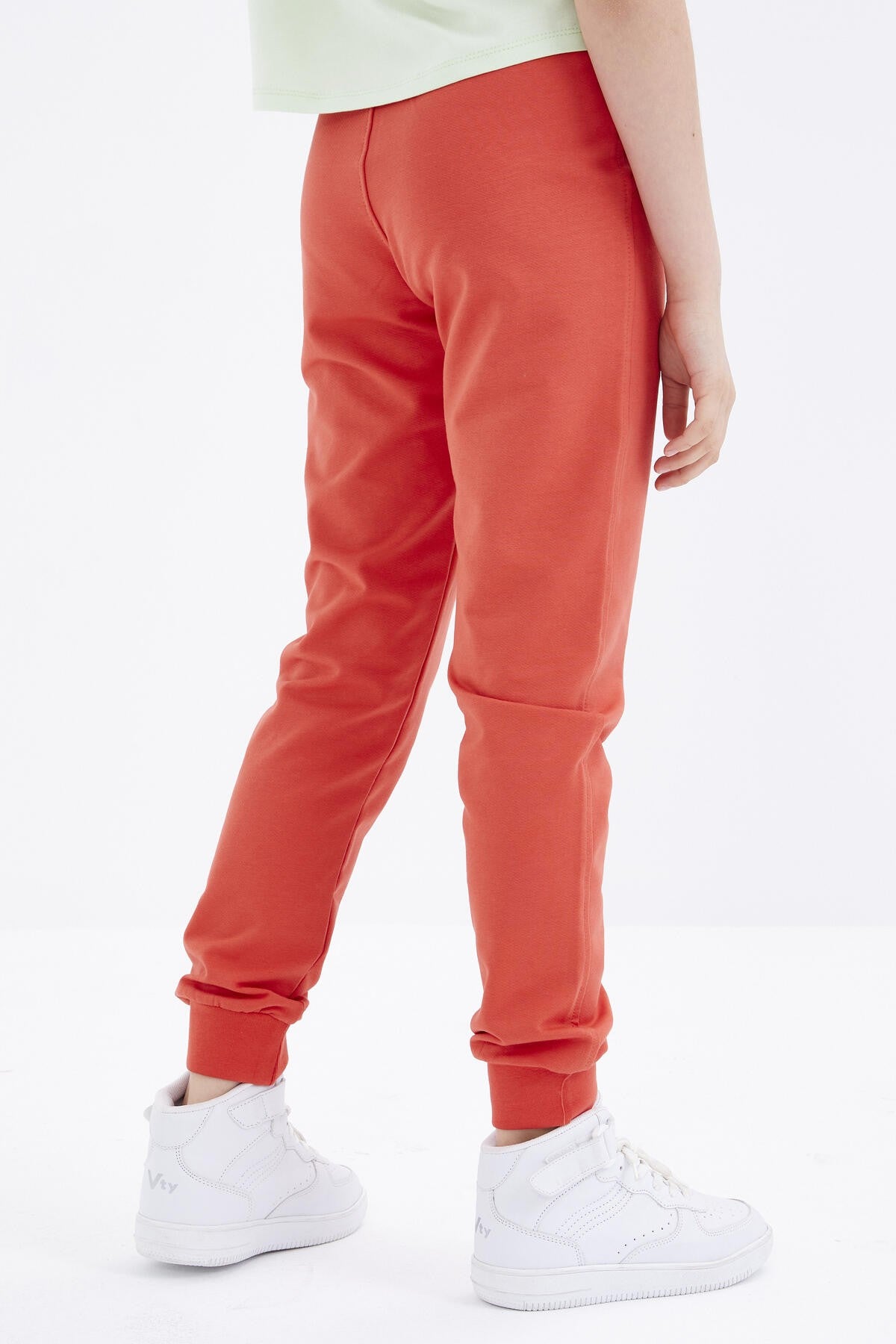Orange Laced Standard Cut Cuffed Girls' Tracksuit Bottom - 75049