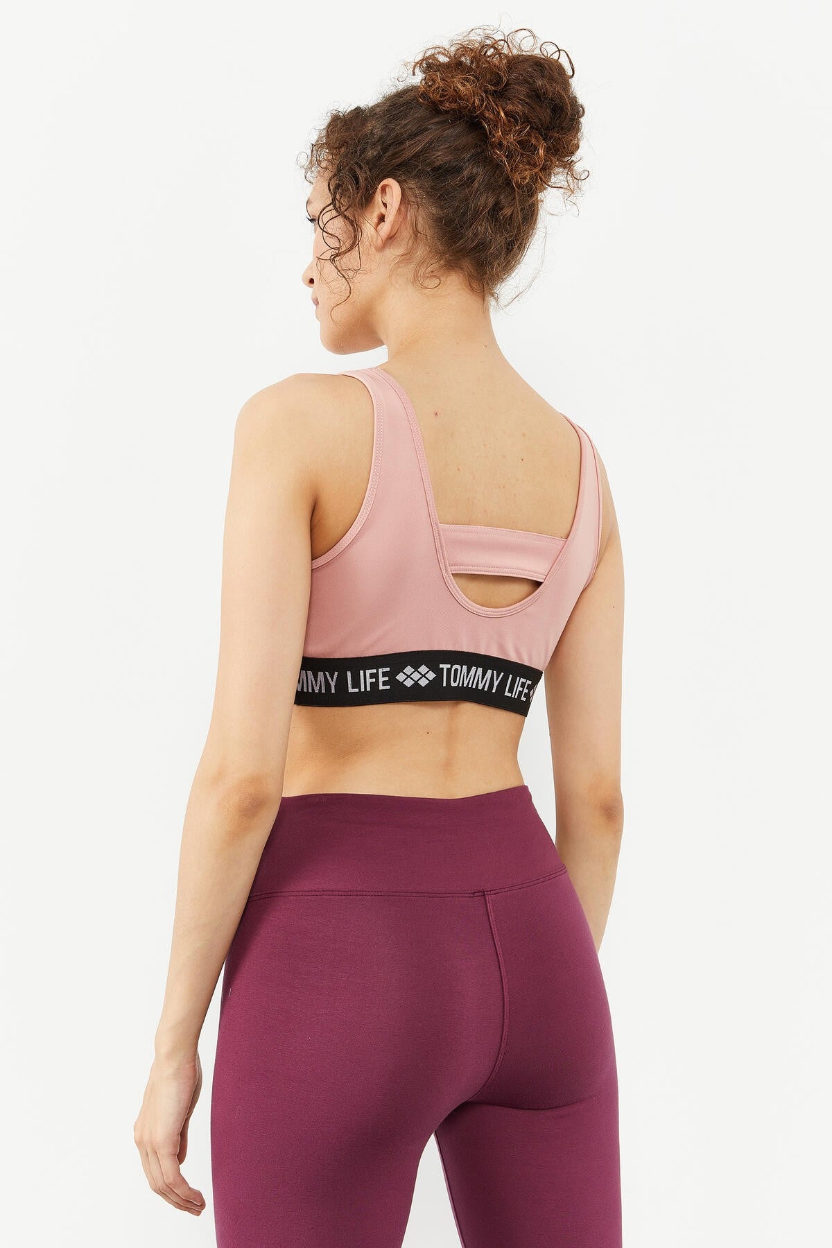 Powder Written Striped Standard Mold U Collar Women's Sports Bustier - 97113