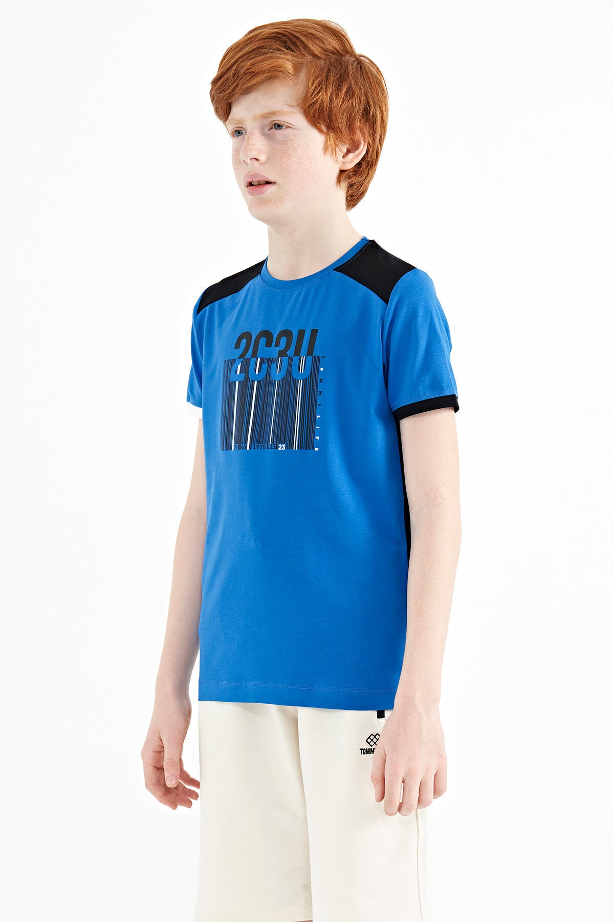 Printed Detailed O Collar Standard Fit Boys' T-Shirt - 11157