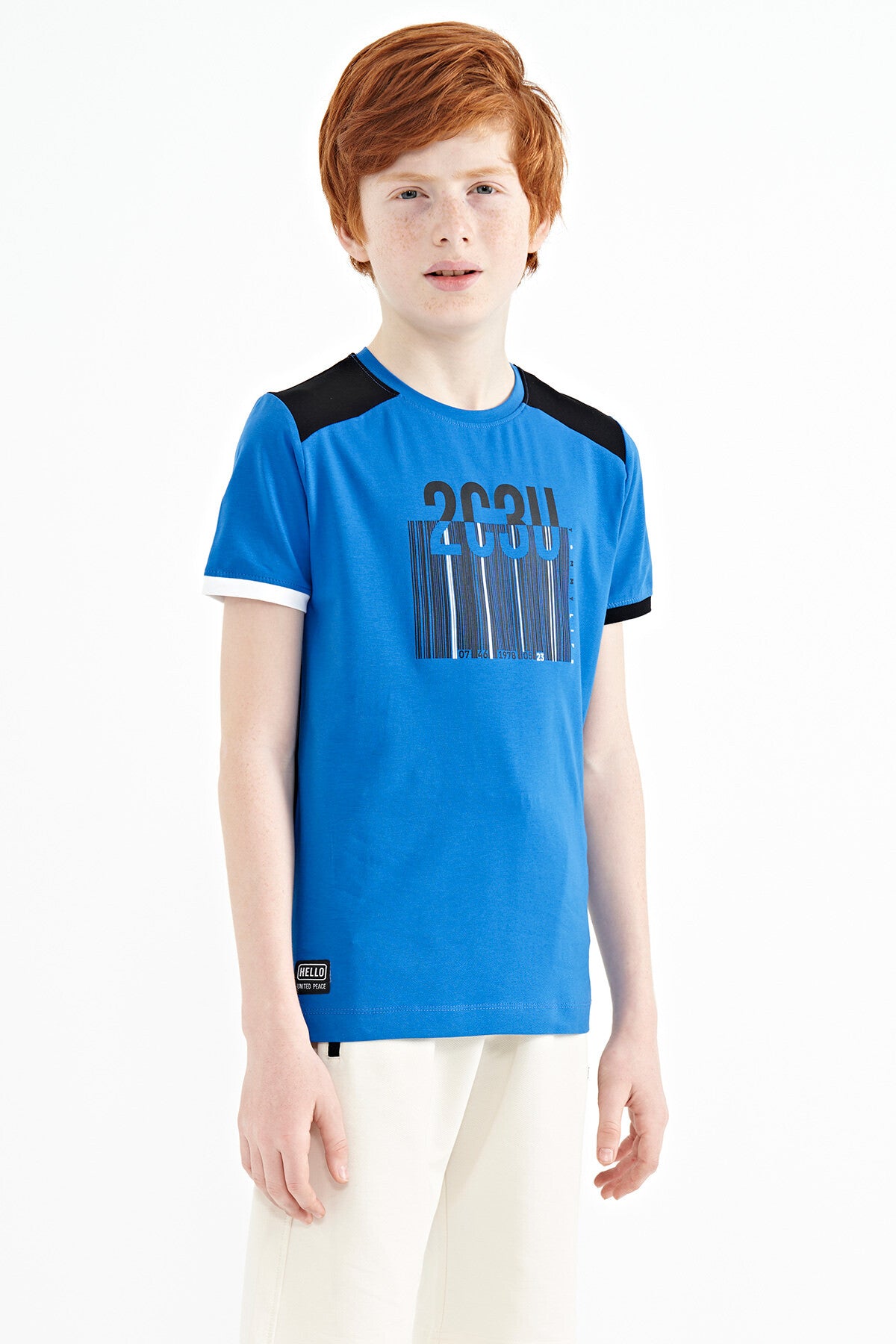 Printed Detailed O Collar Standard Fit Boys' T-Shirt - 11157
