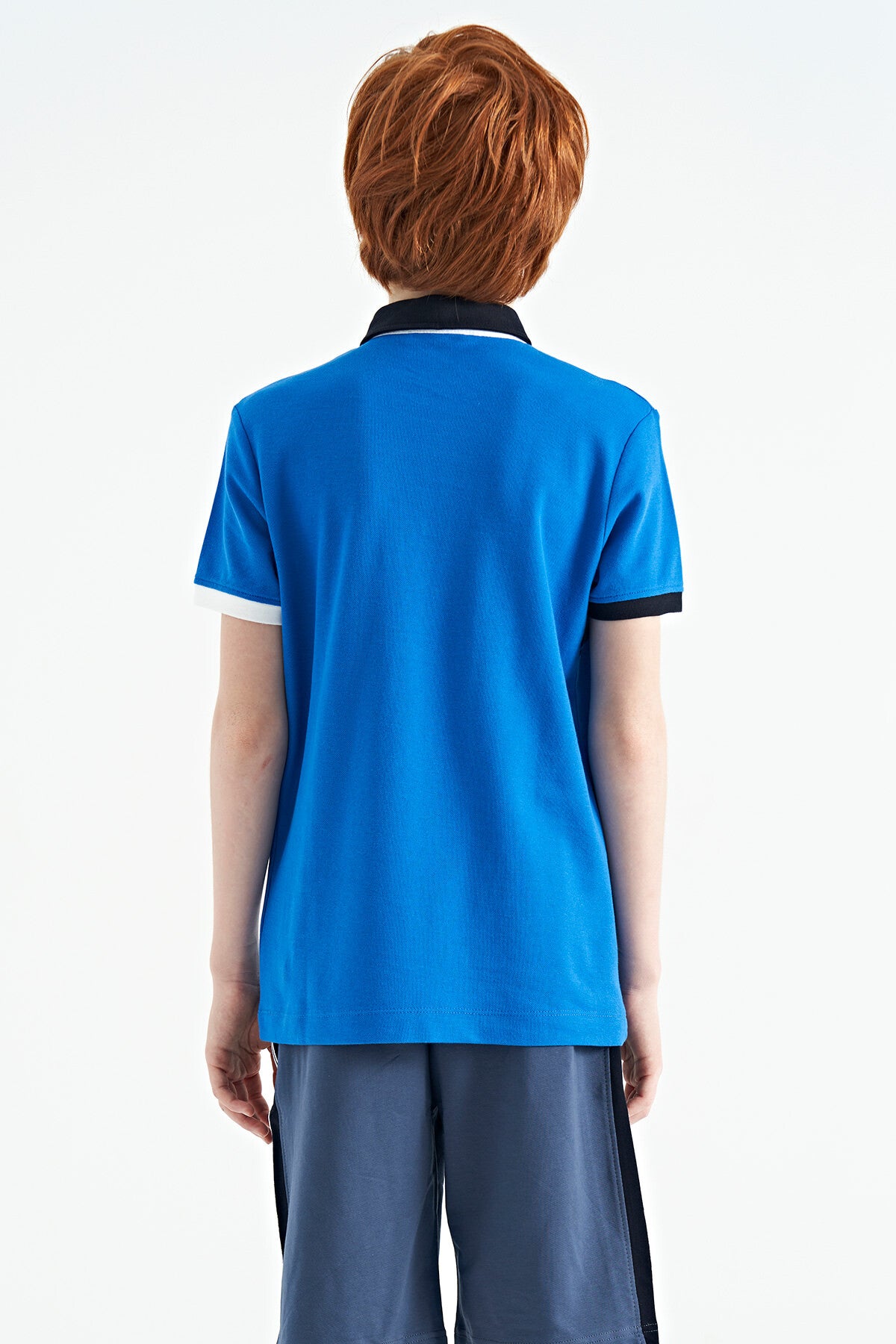 Printed Sash Detailed Polo Collar Standard Cut Boys' T-Shirt - 11161