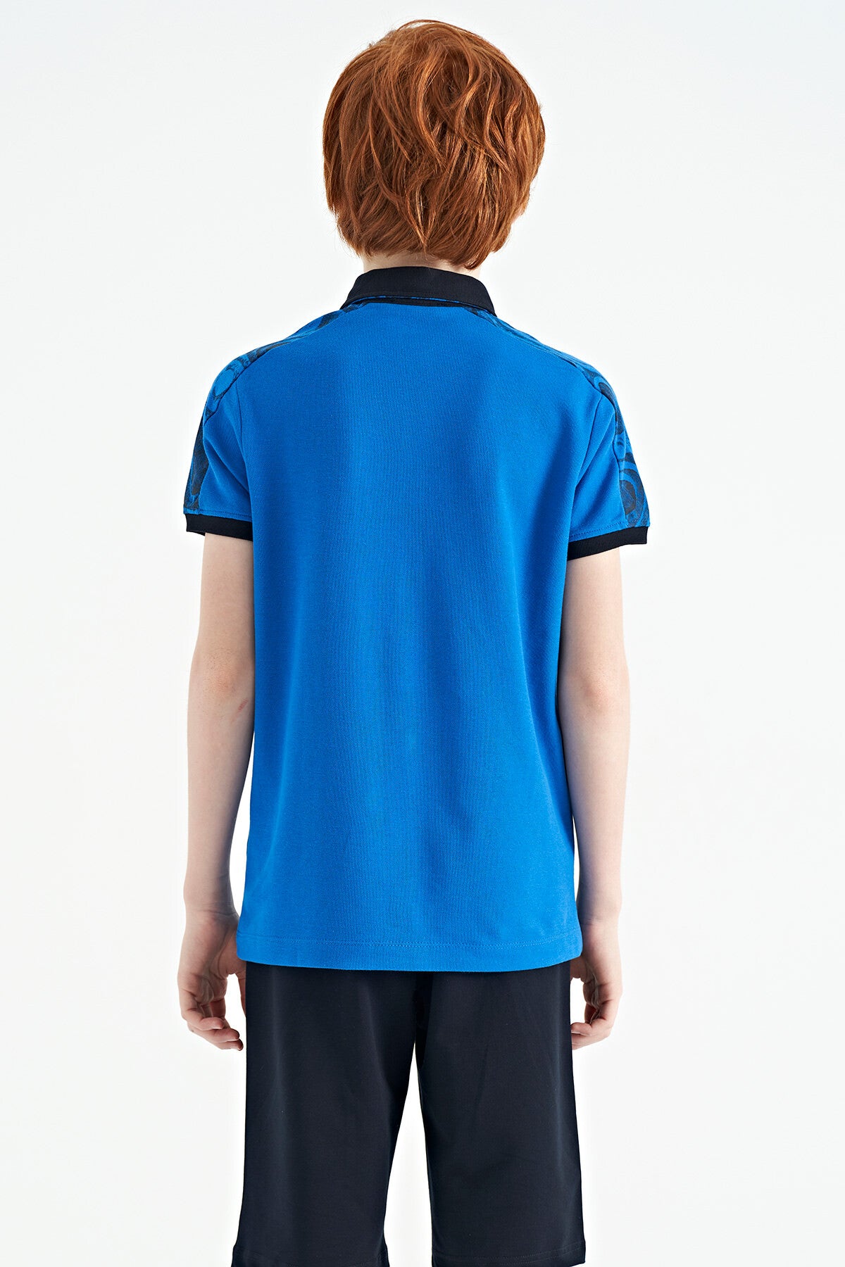 Printed Shirt Detailed Polo Collar Standard Fit Boys' T-Shirt - 11166