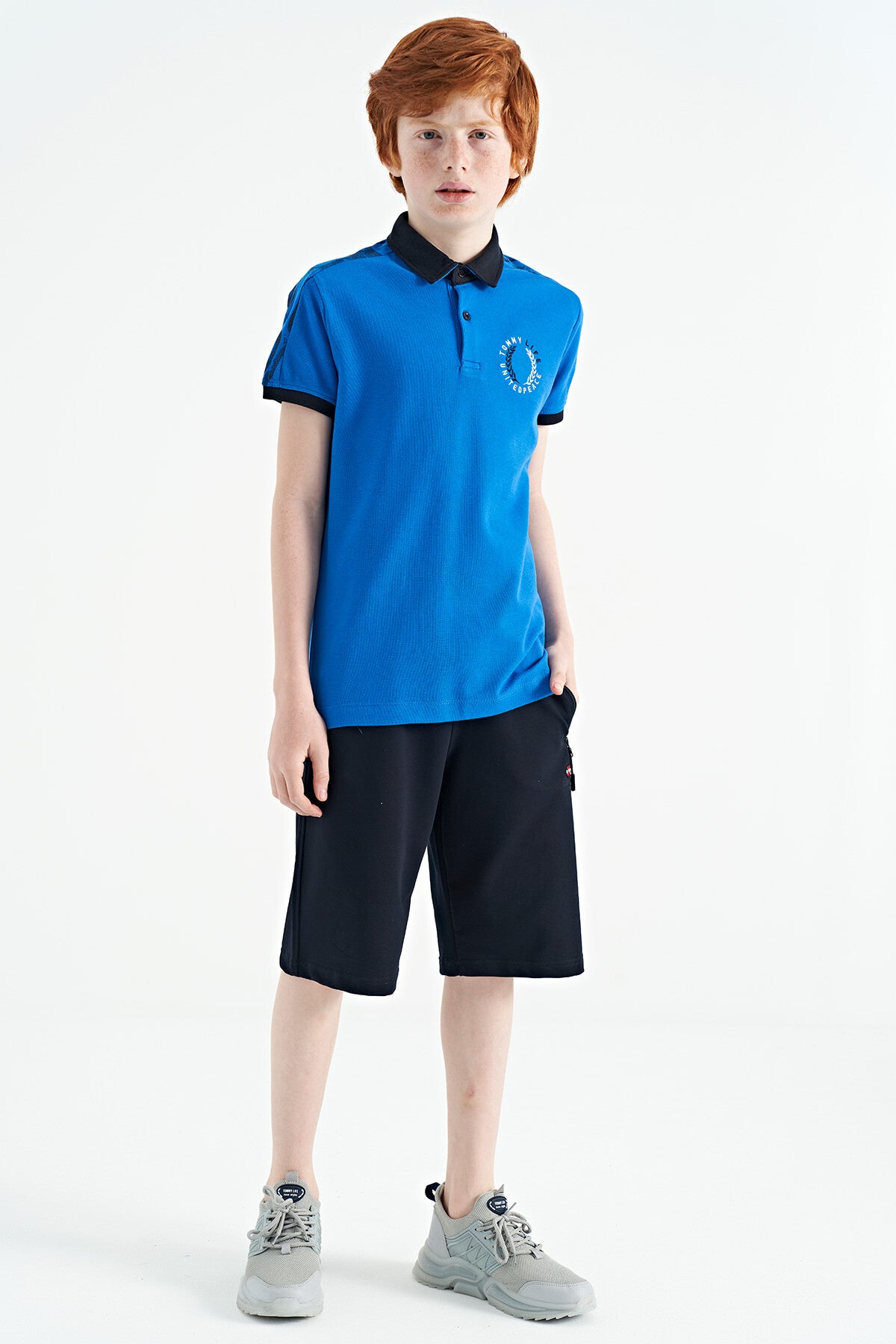 Printed Shirt Detailed Polo Collar Standard Fit Boys' T-Shirt - 11166