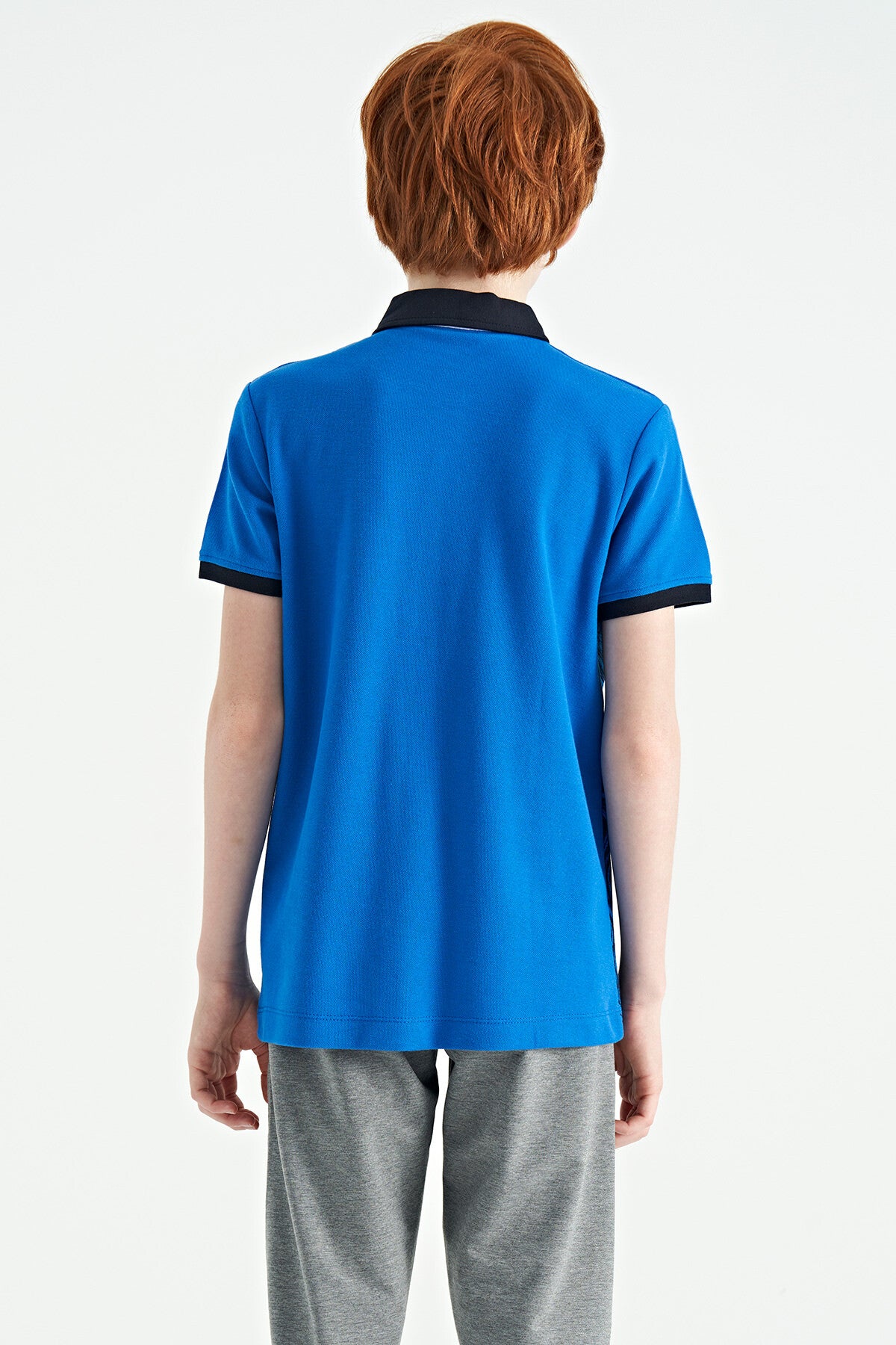 Printed Sleeve Detailed Standard Fit Polo Collar Boys' T-Shirt - 11165