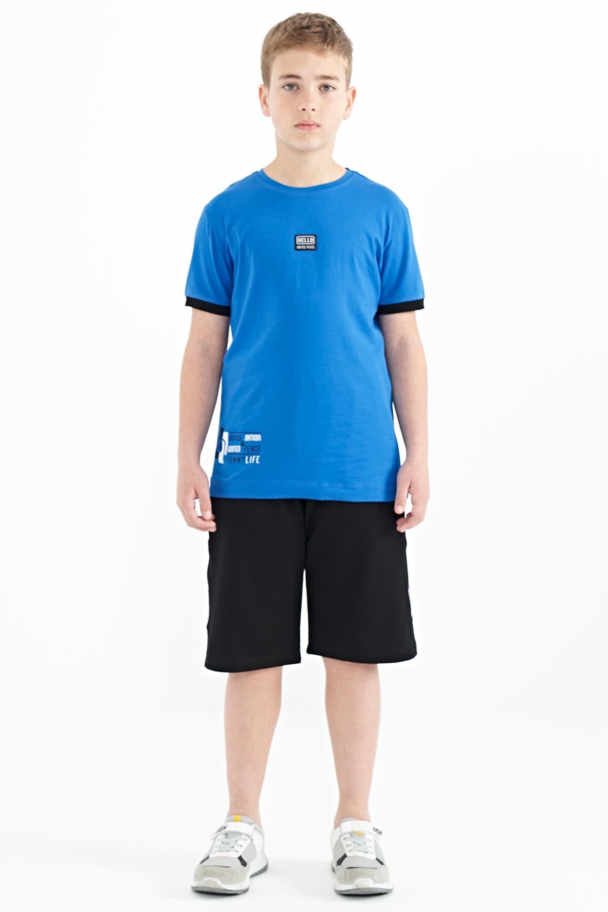 Printed Saks Standard Fit O Collar Boys' T-Shirt - 11097