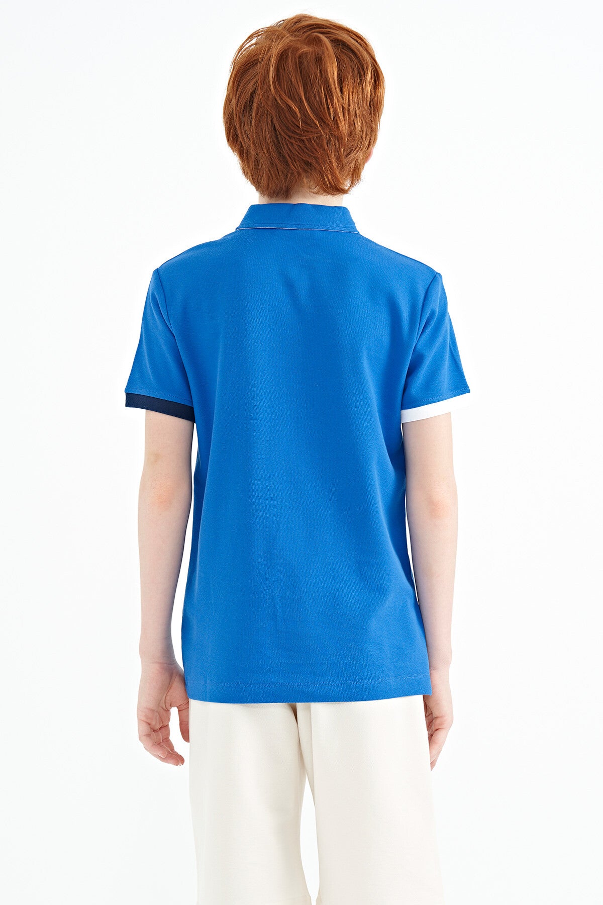 Saks Logo Embroidered Standard Fit Polo Collar Boys T-Shirt - 11083