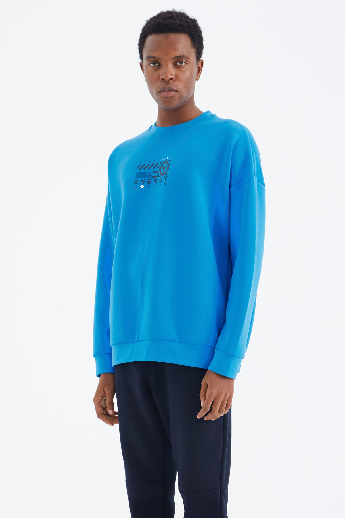 Saks O Collar Print Detailed Relax Fit Men's Sweatshirt - 88284