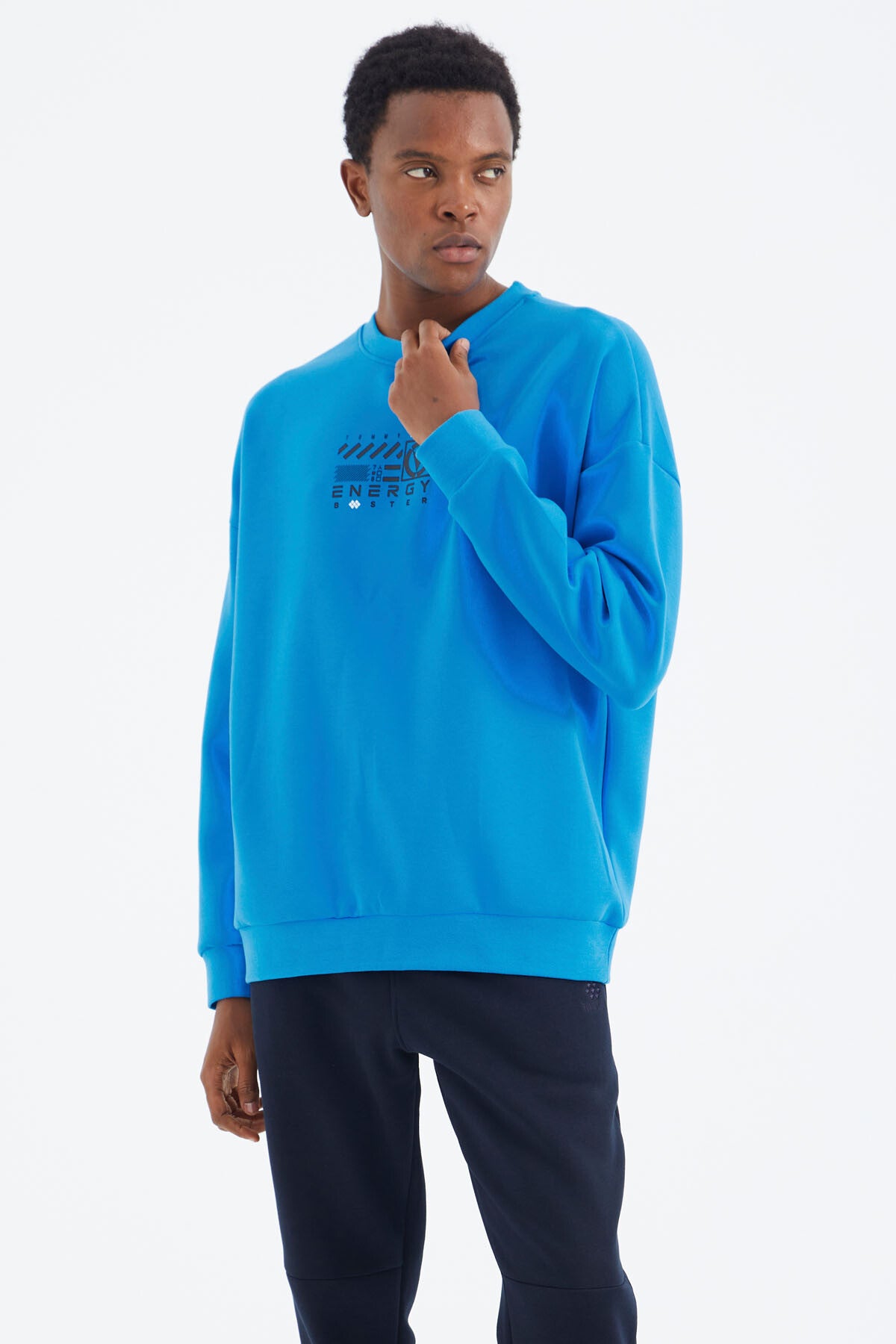 Saks O Collar Print Detailed Relax Fit Men's Sweatshirt - 88284