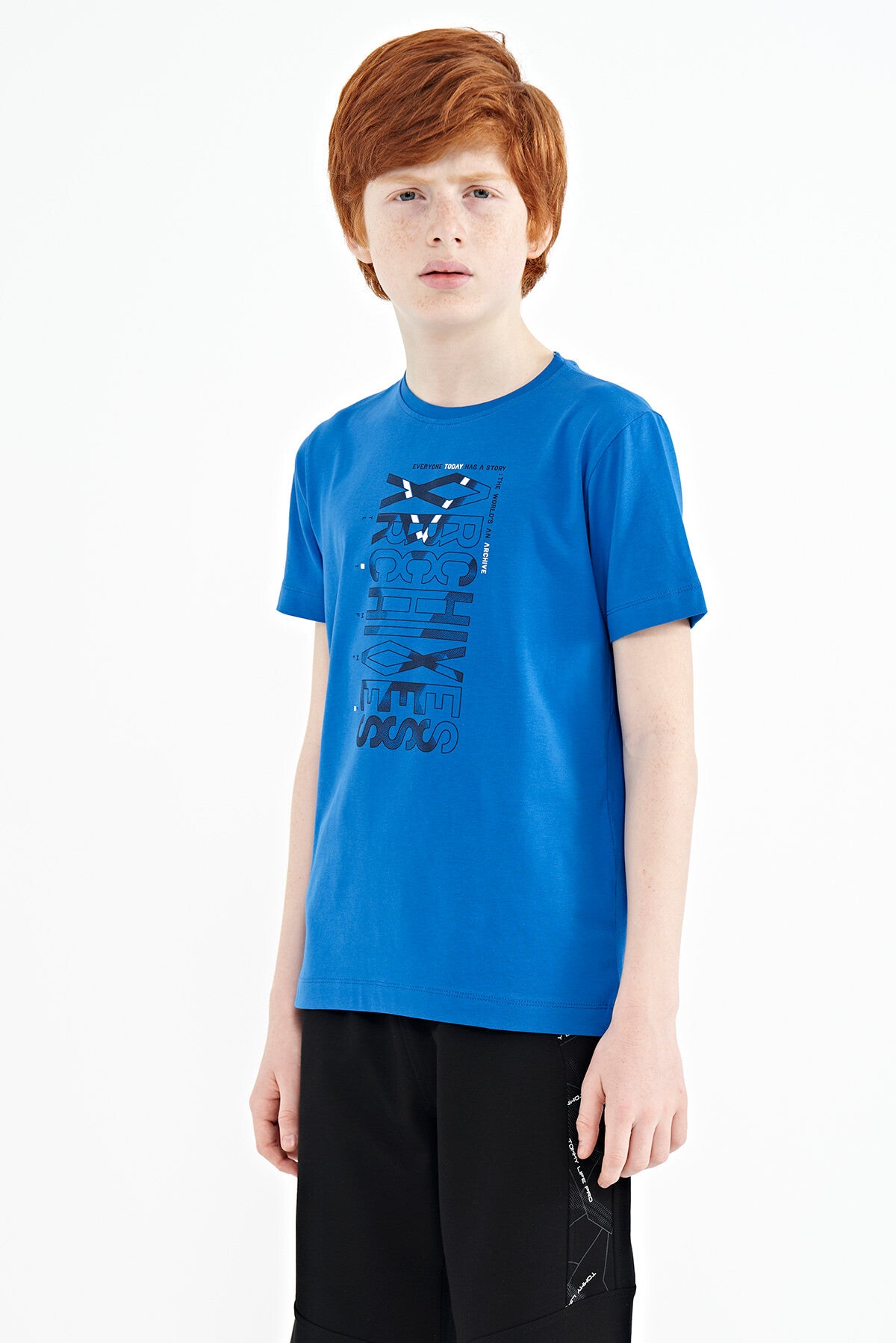 Pre-Wash Detailed O Collar Standard Fit Boys' T-Shirt - 11099