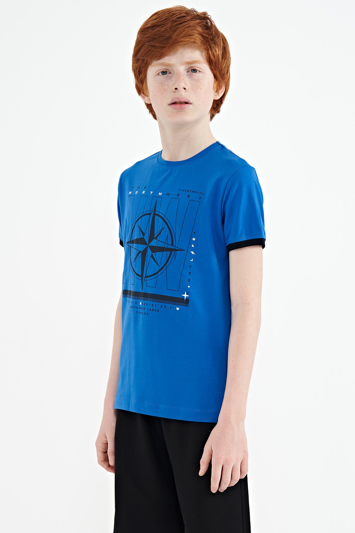 Compass Printed Standard Fit O Collar Boys T-Shirt - 11106