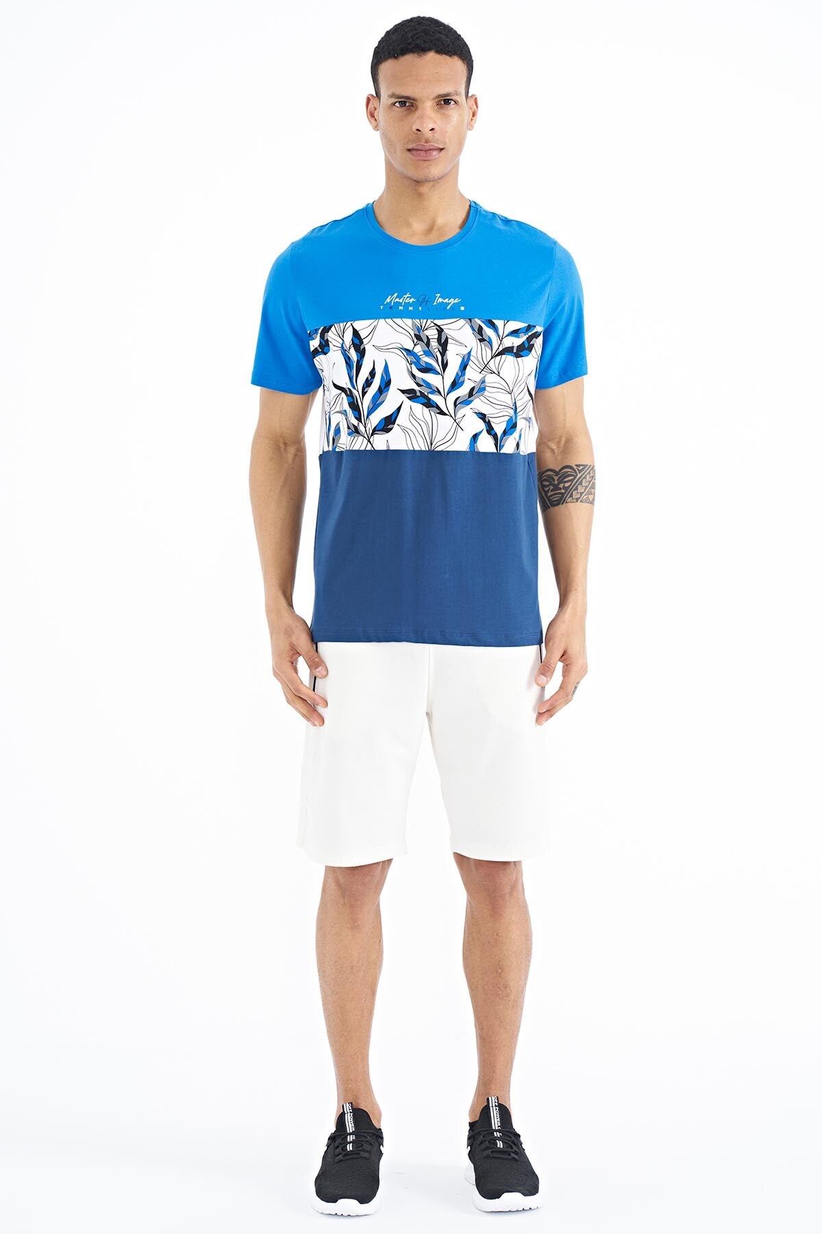 Ombre Color Print Detailed O Collar Standard Fit Men's T-Shirt - 88177