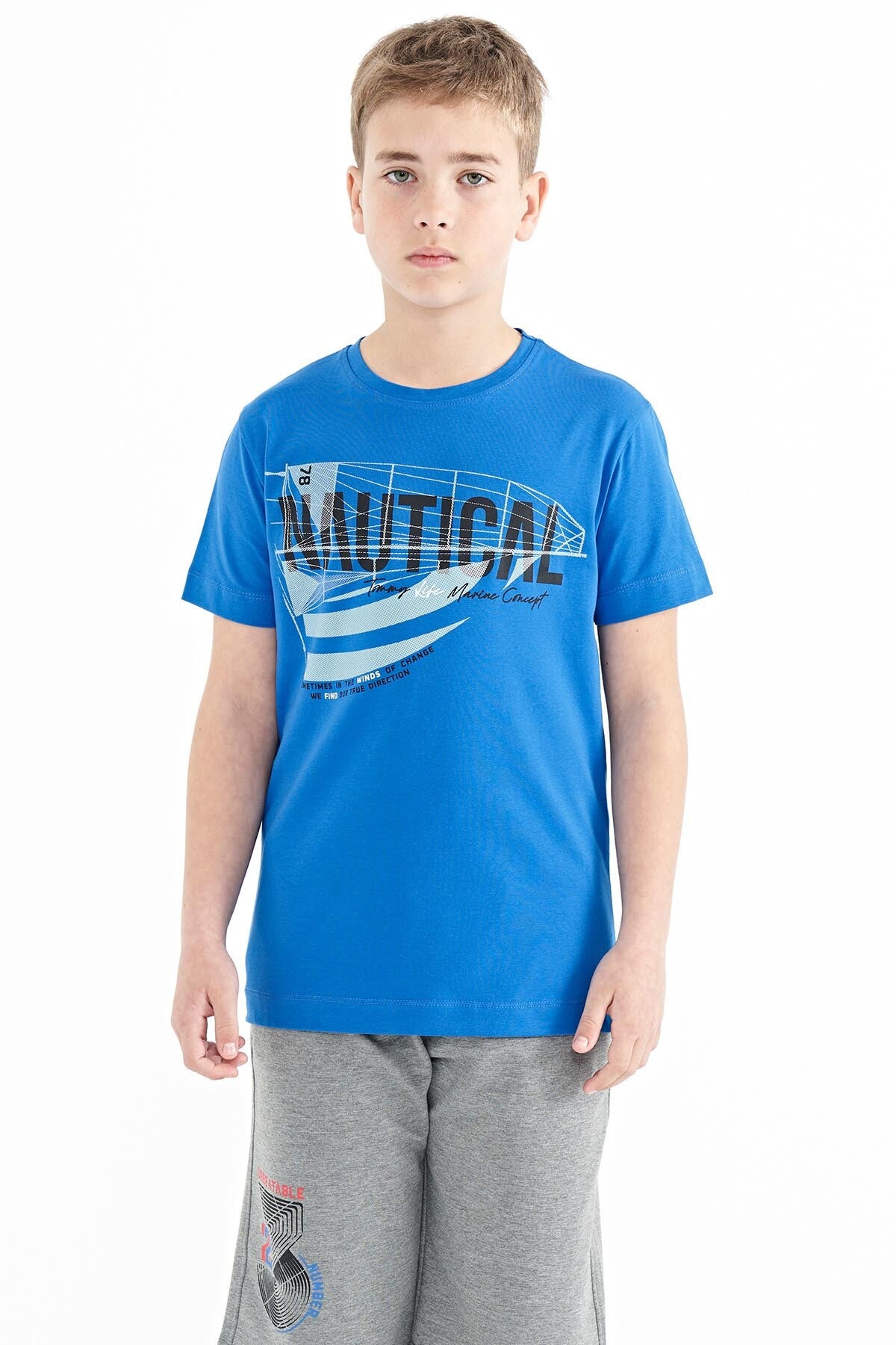 Sleeve Print O Collar Standard Fit Boys' T-Shirt - 11100