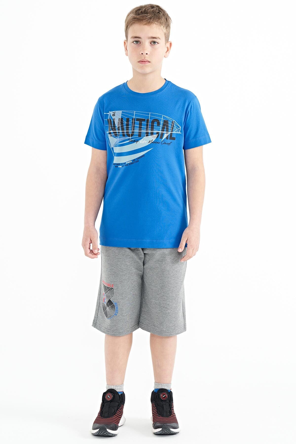 Sleeve Print O Collar Standard Fit Boys' T-Shirt - 11100