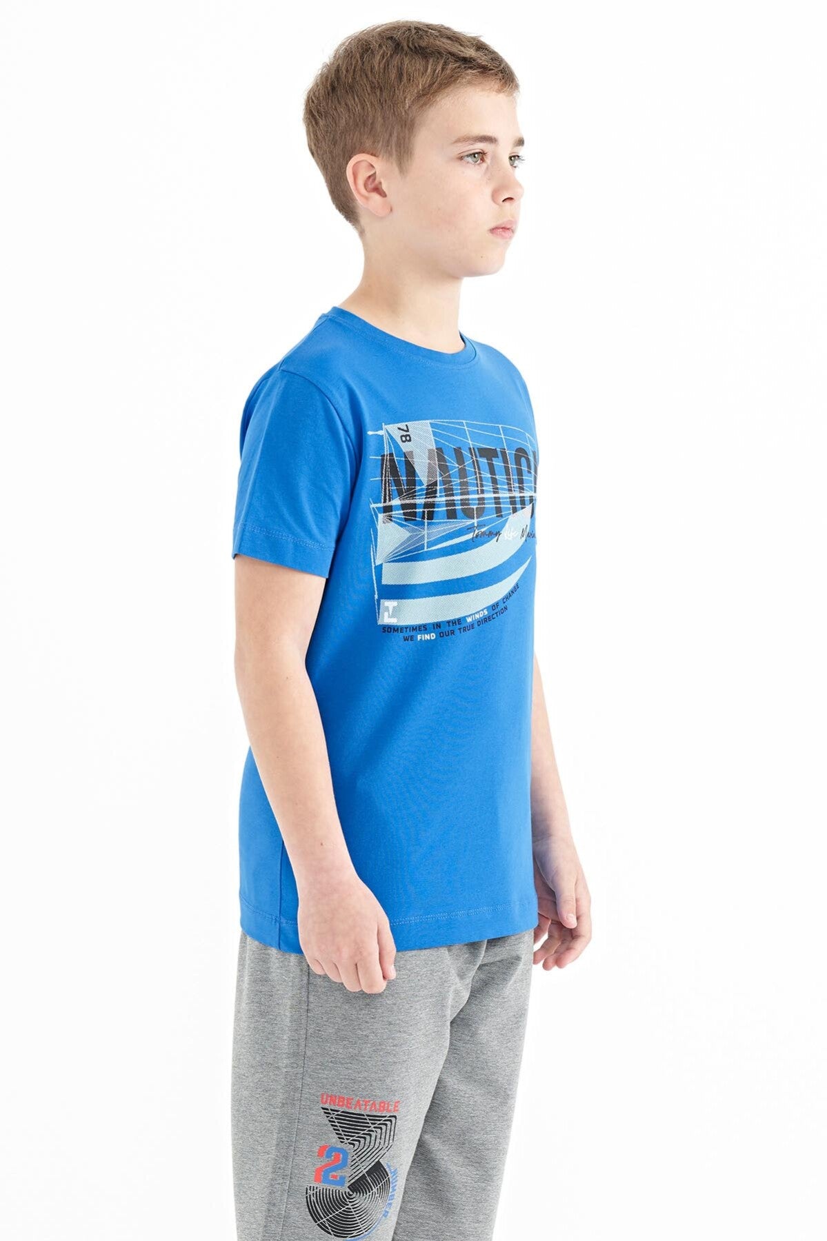 Sleeve Print O Collar Standard Fit Boys' T-Shirt - 11100