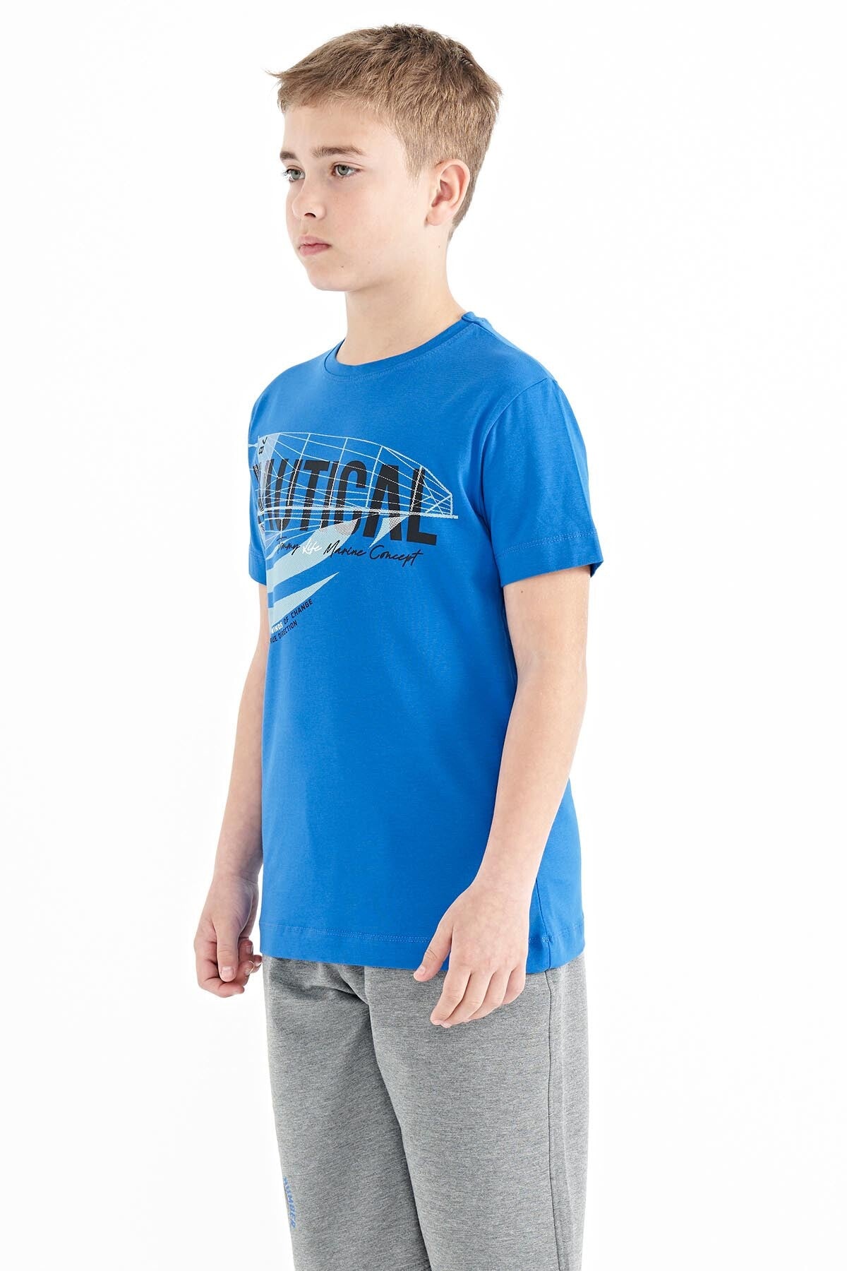 Sleeve Print O Collar Standard Fit Boys' T-Shirt - 11100