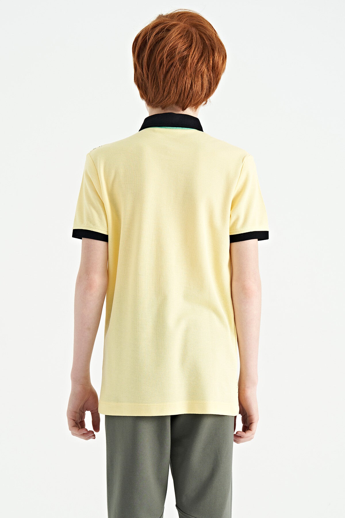 Standard Mold Detailed Printed Polo Collar Boys' T-Shirt - 11164