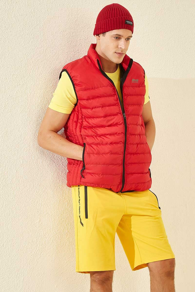 Yellow Zippered Pocket Detailed Standard Fit Men's Shorts - 81141