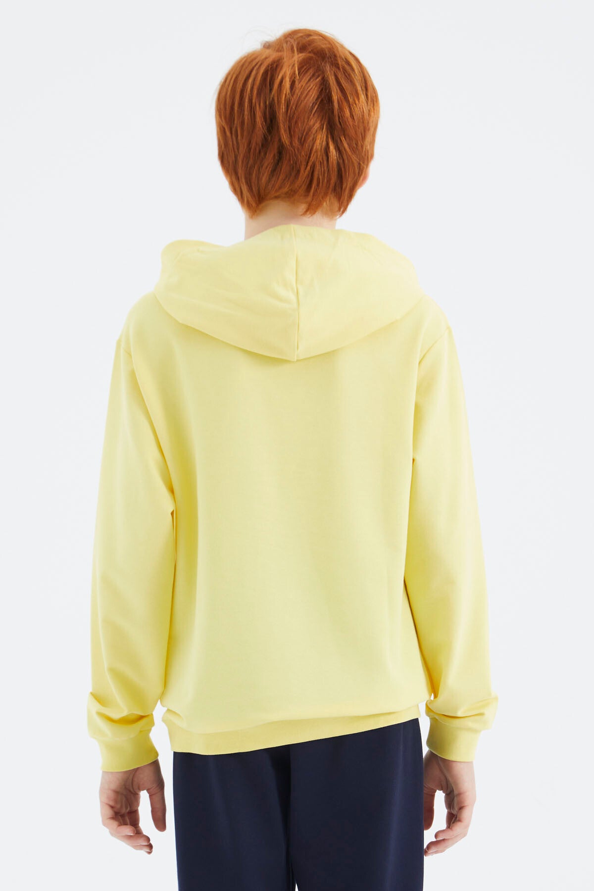 Yellow Hooded Basic Boys' Sweatshirt - 11181