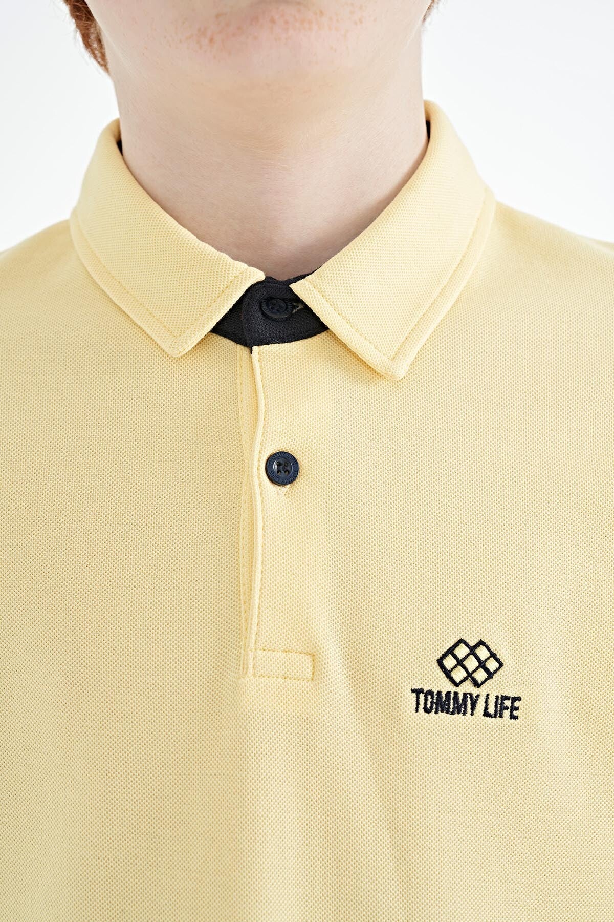 Standard Mold Polo Collar Detailed Sleeve Print Boys' T-Shirt - 11093