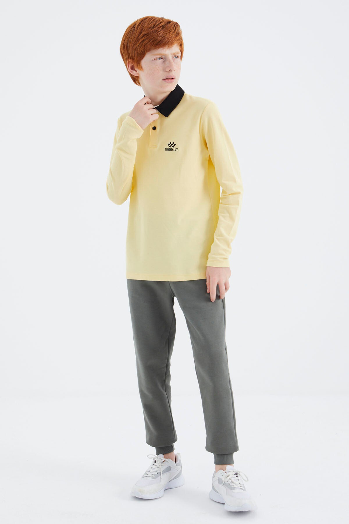 Yellow Polo Collar Basic Boys T-Shirt - 11171