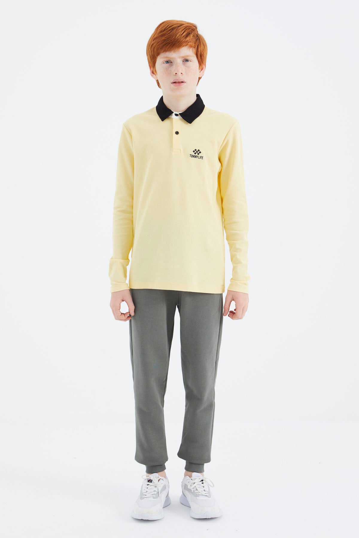 Yellow Polo Collar Basic Boys T-Shirt - 11171
