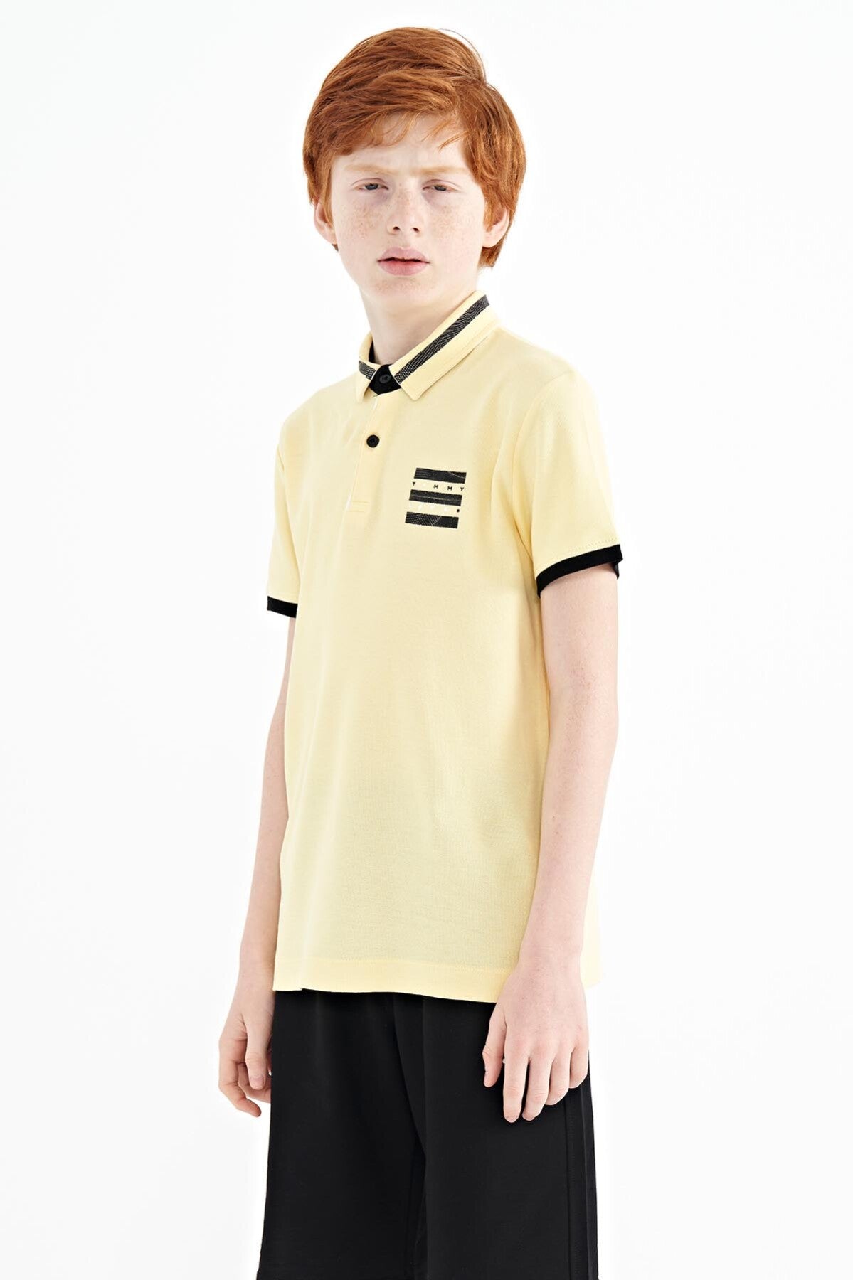 Blue Collar Color Block Print Detailed Standard Cut Boys' T-Shirt - 11111