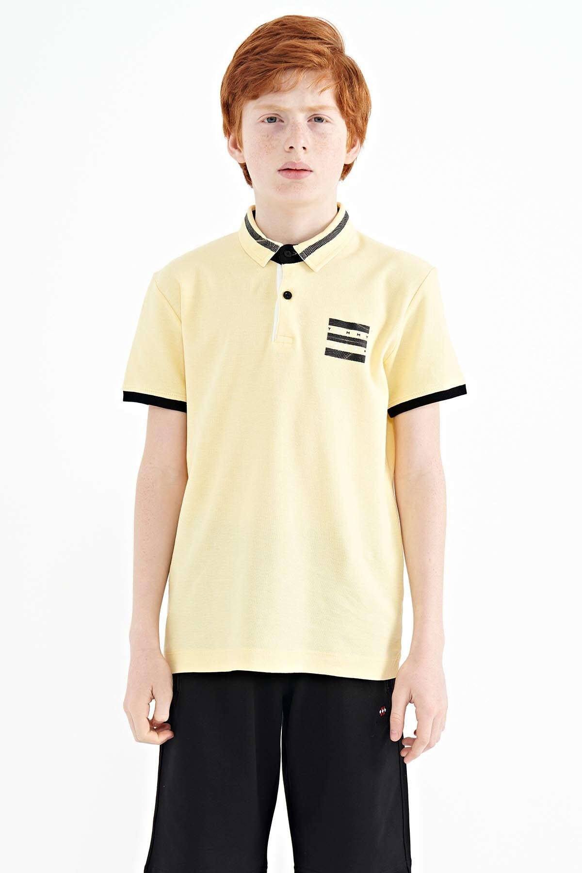 Blue Collar Color Block Print Detailed Standard Cut Boys' T-Shirt - 11111