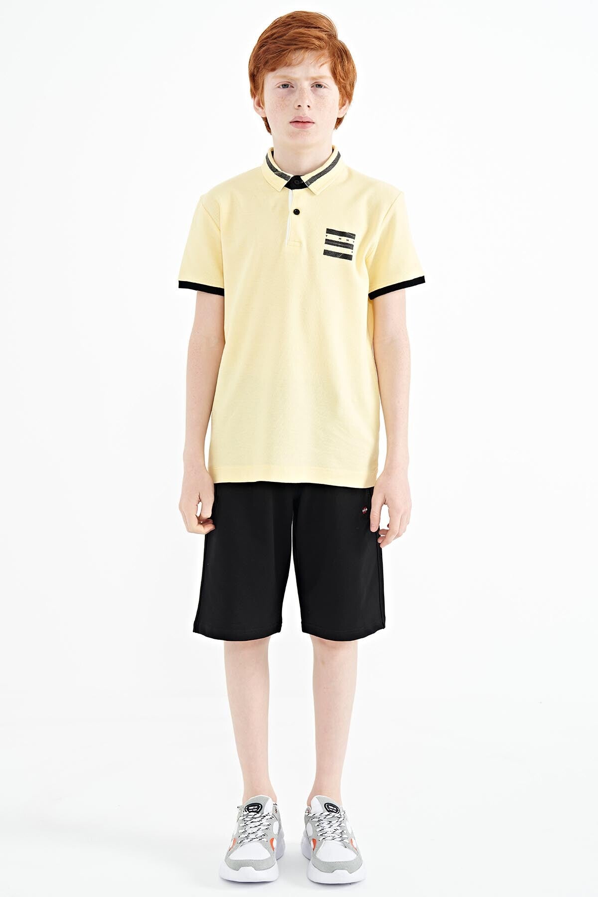 Blue Collar Color Block Print Detailed Standard Cut Boys' T-Shirt - 11111