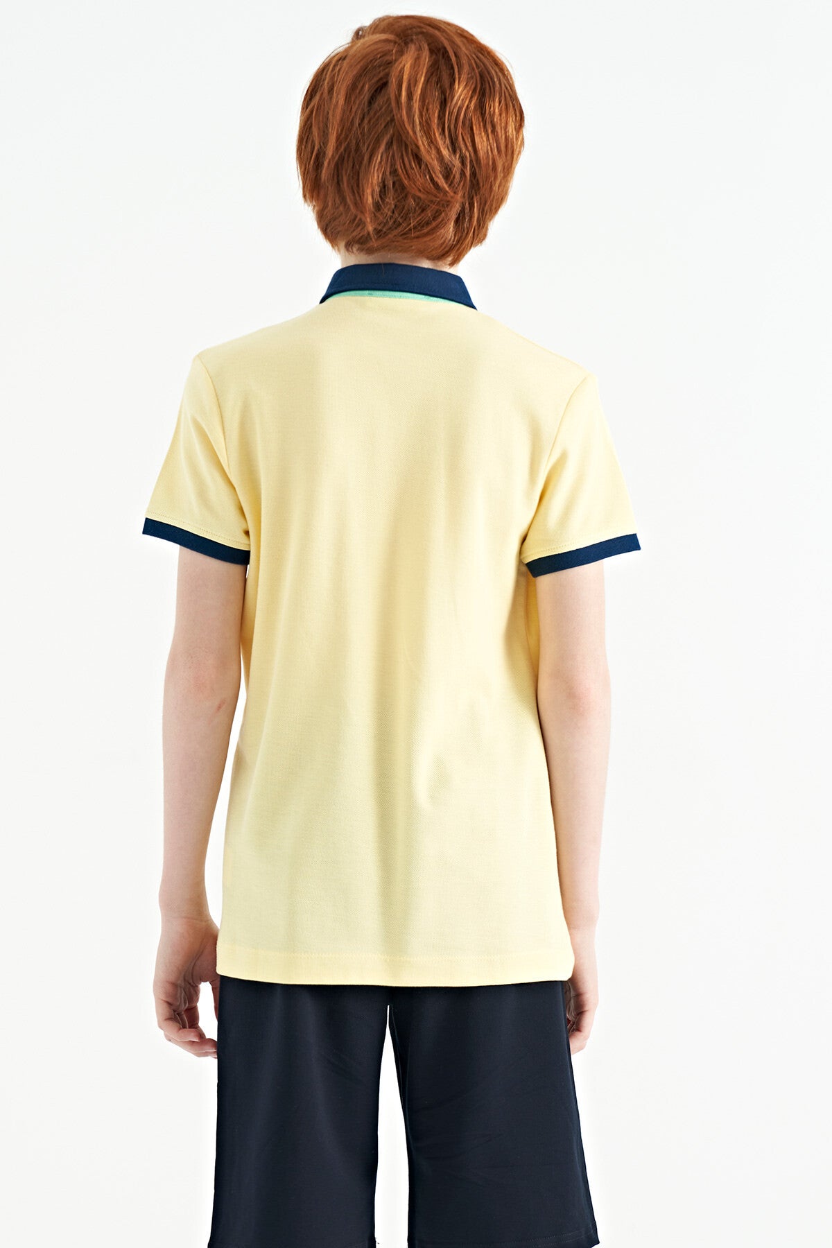 Yellow Print Pattern Standard Fit Polo Collar Boys T-Shirt - 11143
