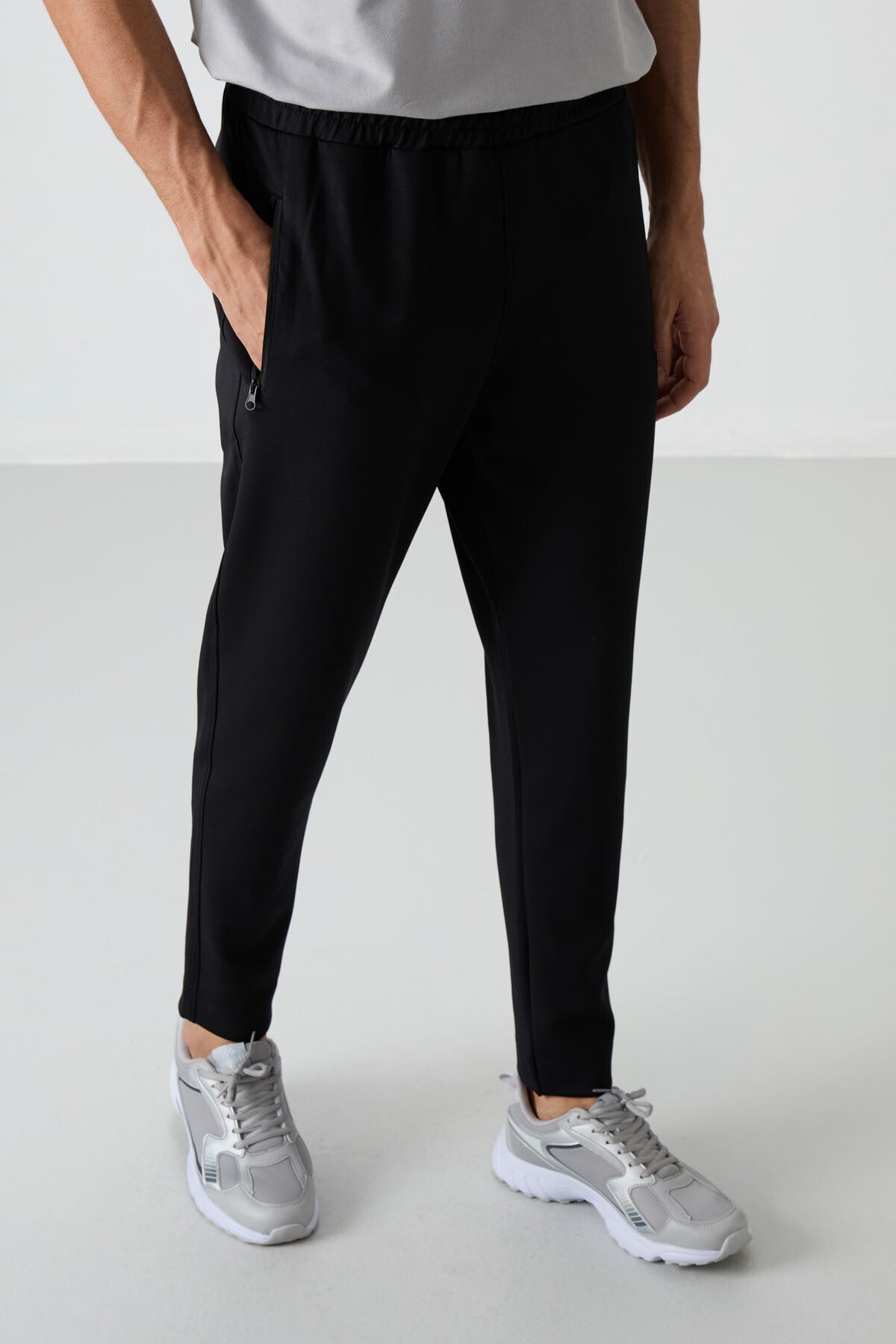 Black Scuba Fabric Men's Tracksuit Bottom - 84950