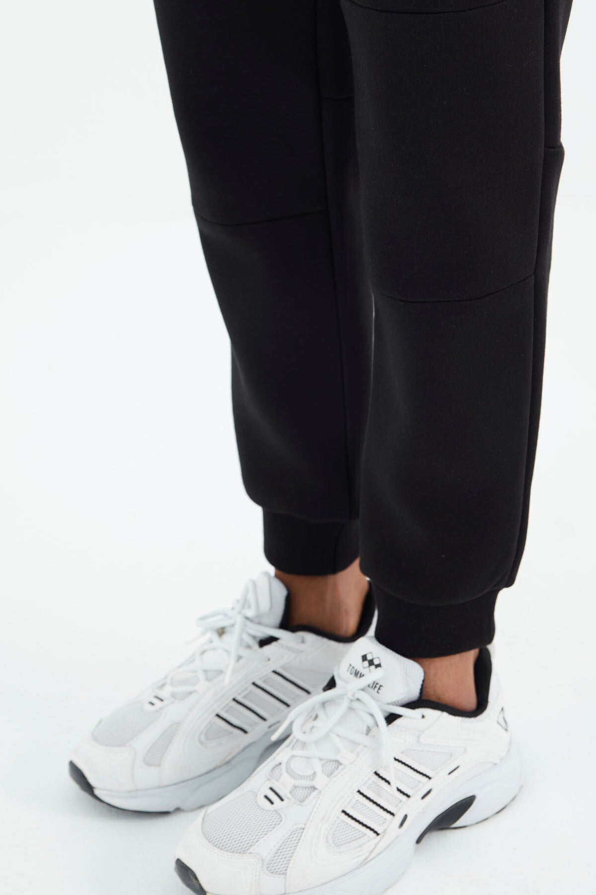 Black Laced Striped Detailed Relax Fit Men's Tracksuit Bottom - 82106