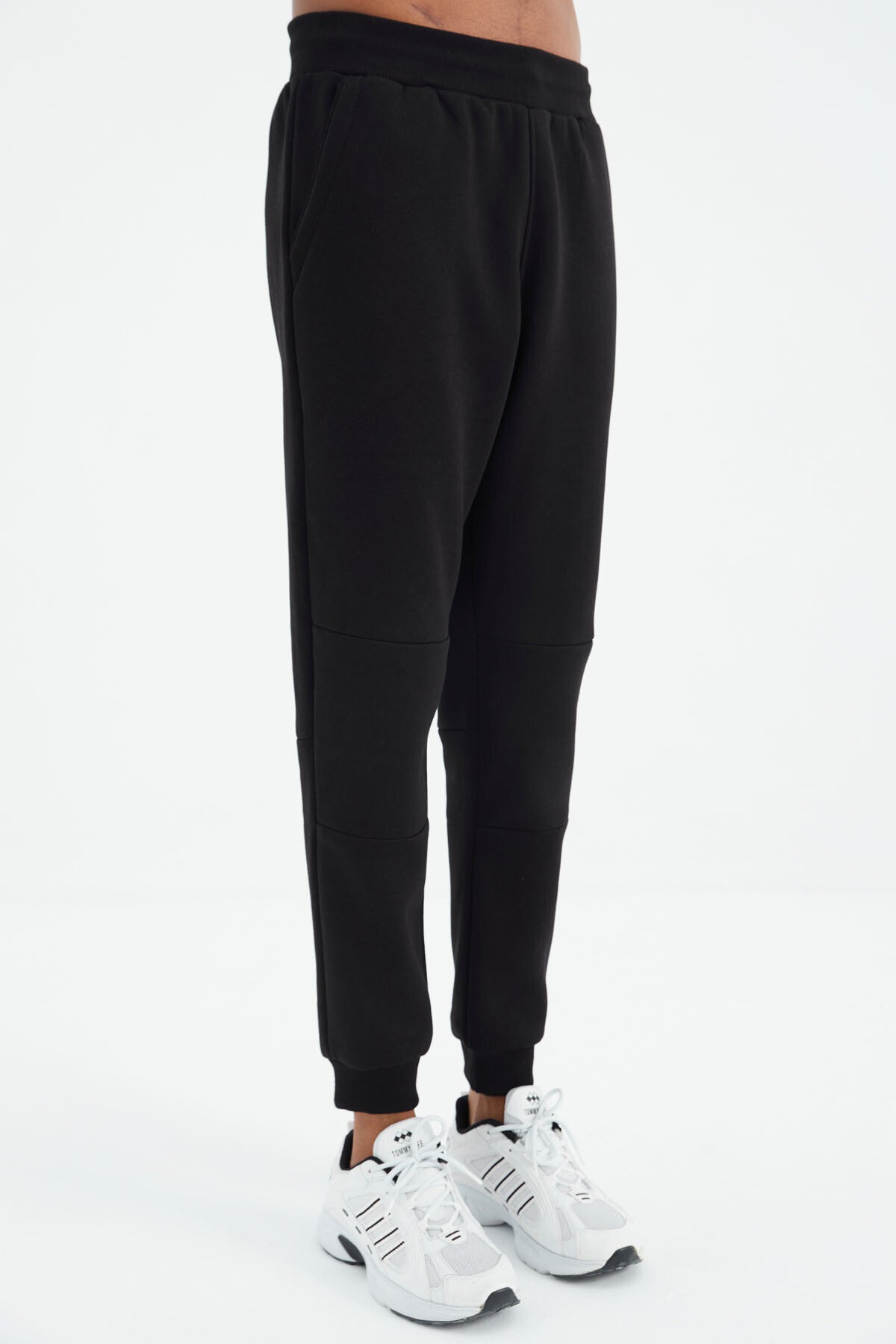 Black Laced Striped Detailed Relax Fit Men's Tracksuit Bottom - 82106