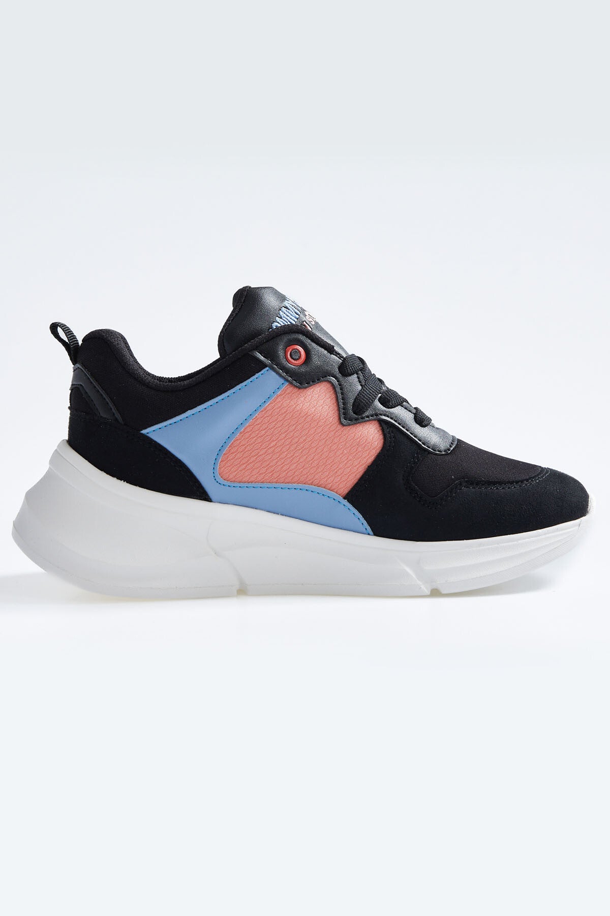 Black Laced High Sole File Detailed Colorful Women's Sports Shoes - 89203