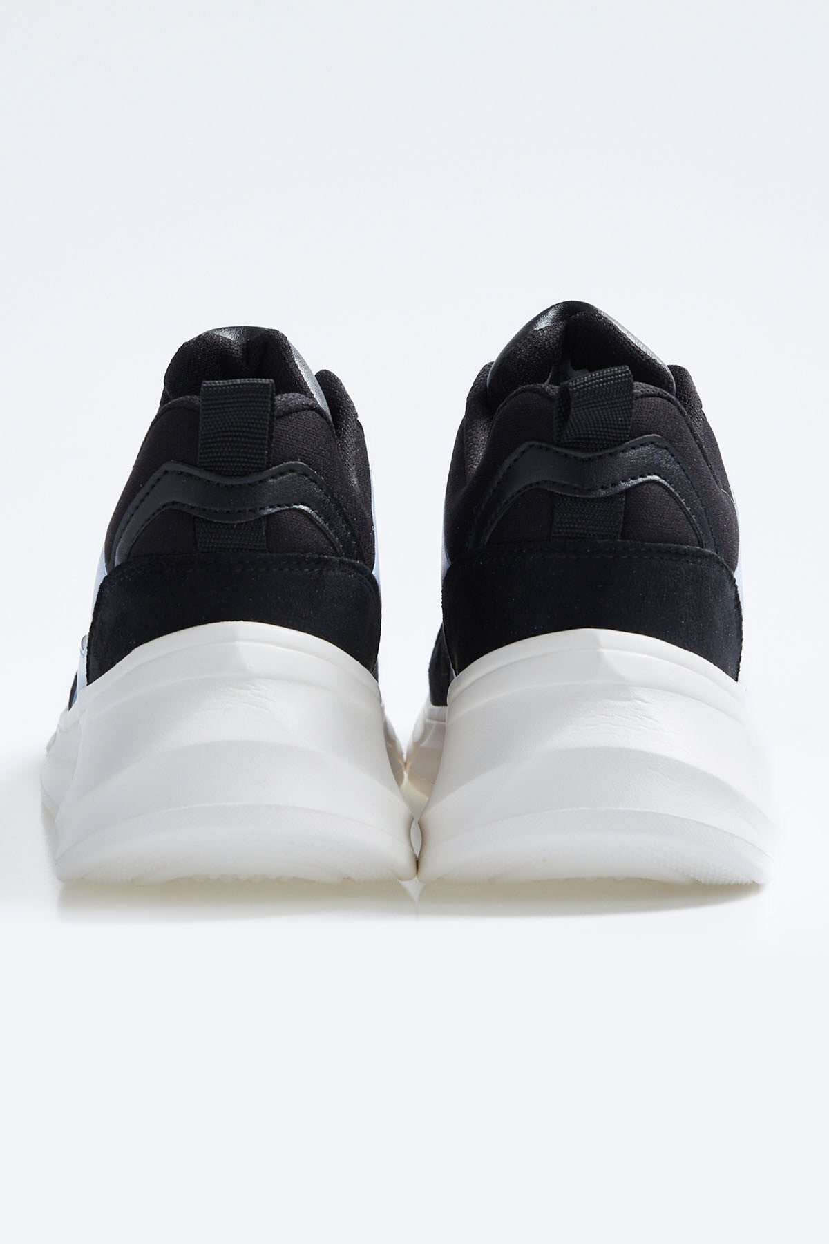 Black Laced High Sole File Detailed Colorful Women's Sports Shoes - 89203