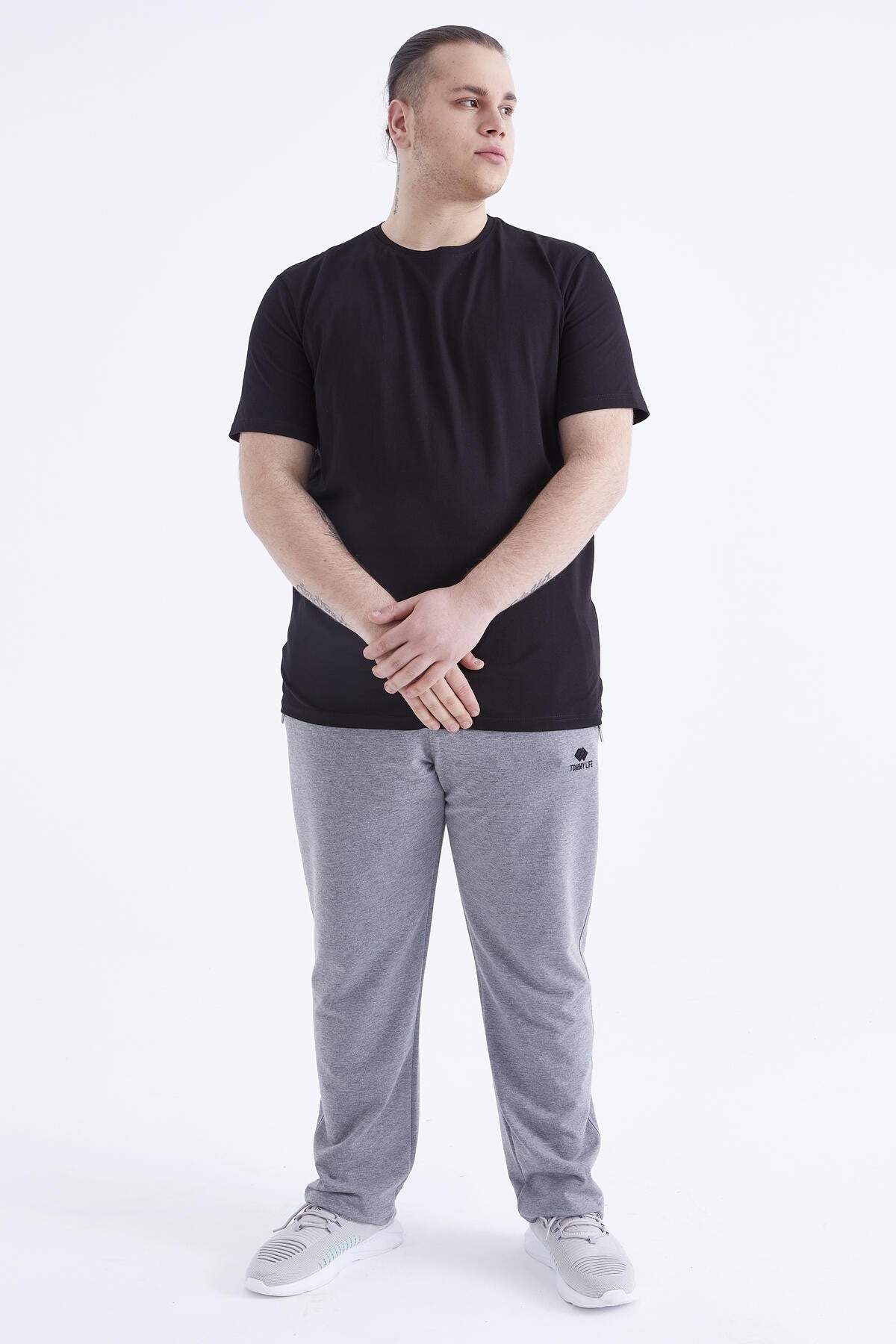 Black Basic Short Sleeve O Neck Large Size Men's T-Shirt - 88072