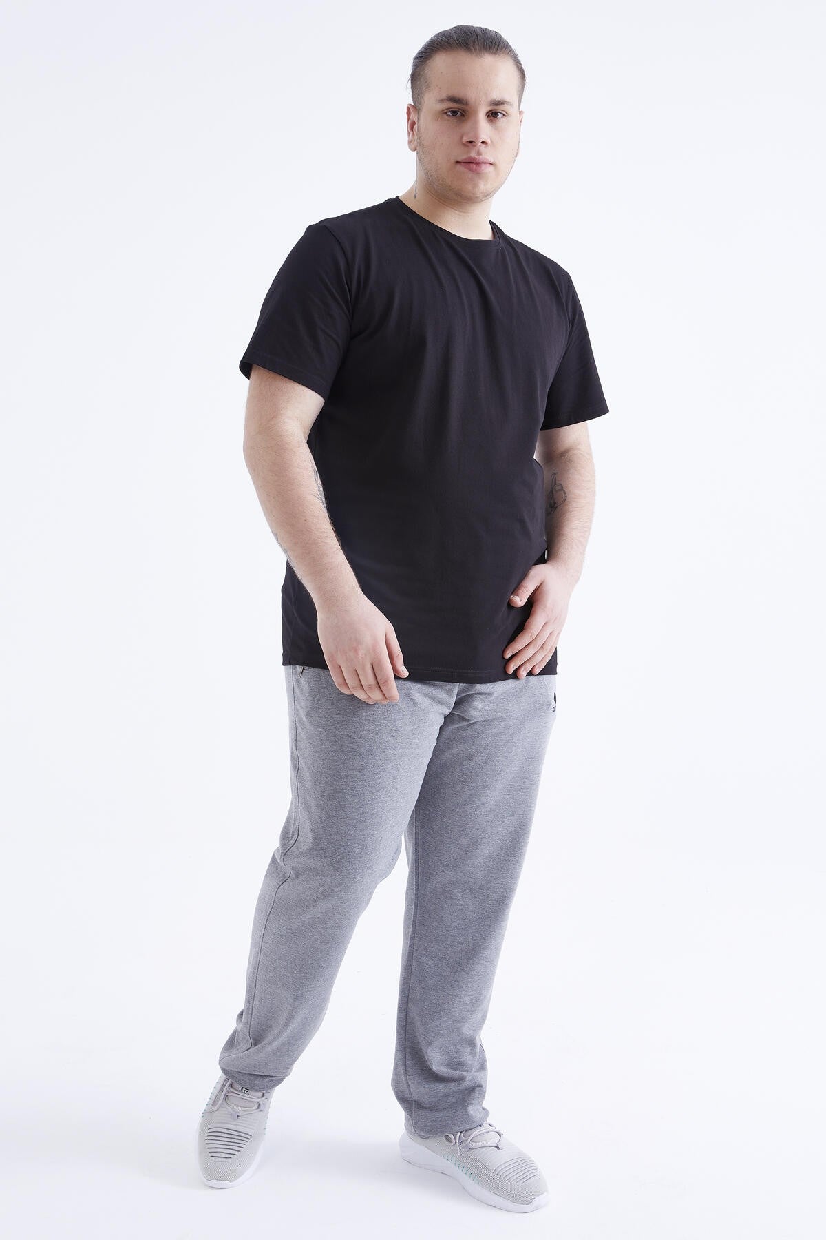 Black Basic Short Sleeve O Neck Large Size Men's T-Shirt - 88072