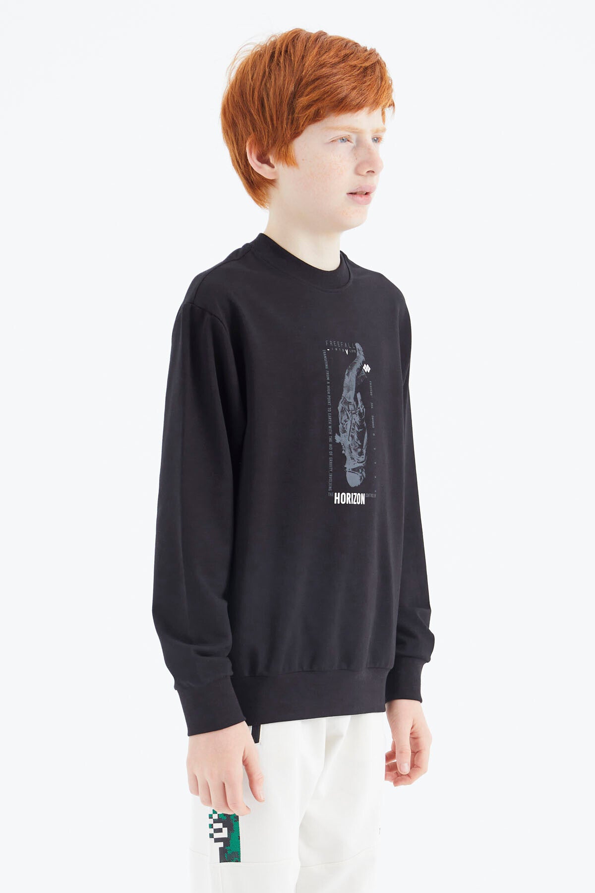 Black Printed Boys' Sweatshirt - 11174