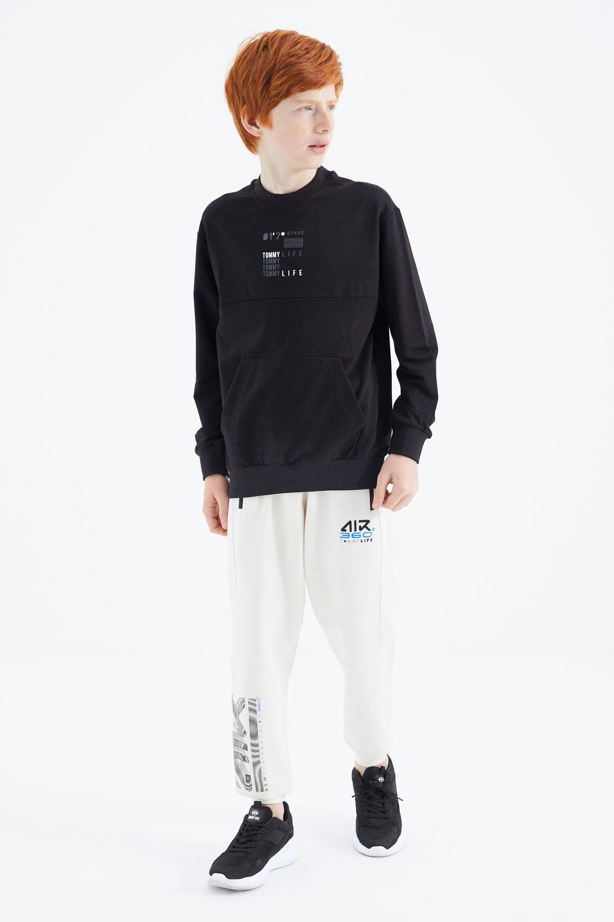 Black Printed Boys' Sweatshirt - 11175