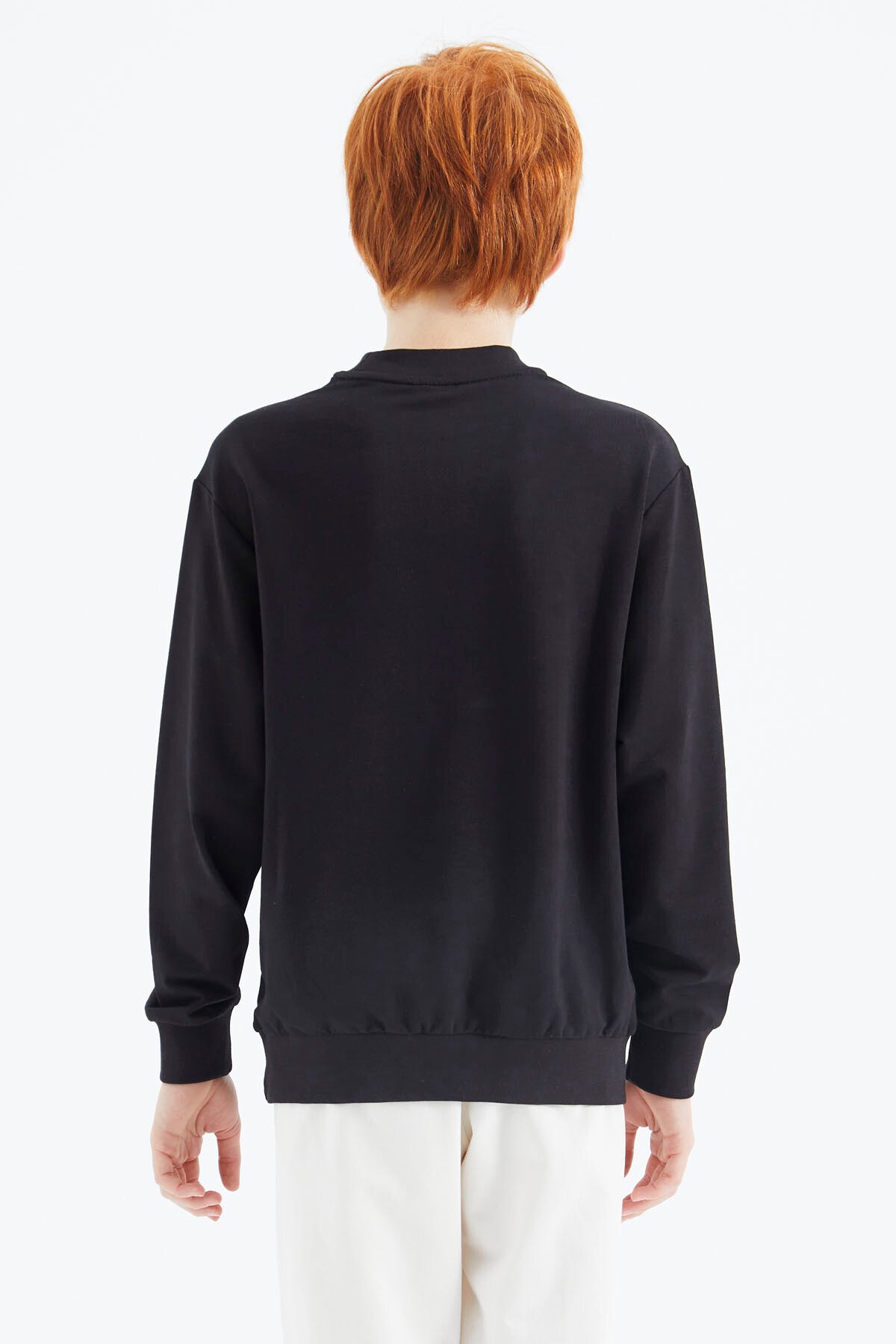 Black Printed Boys' Sweatshirt - 11175