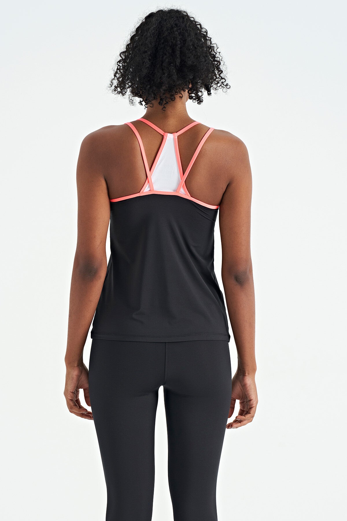 Black Double Strap Back Detailed Standard Fit Women's Sports Singlet - 97258