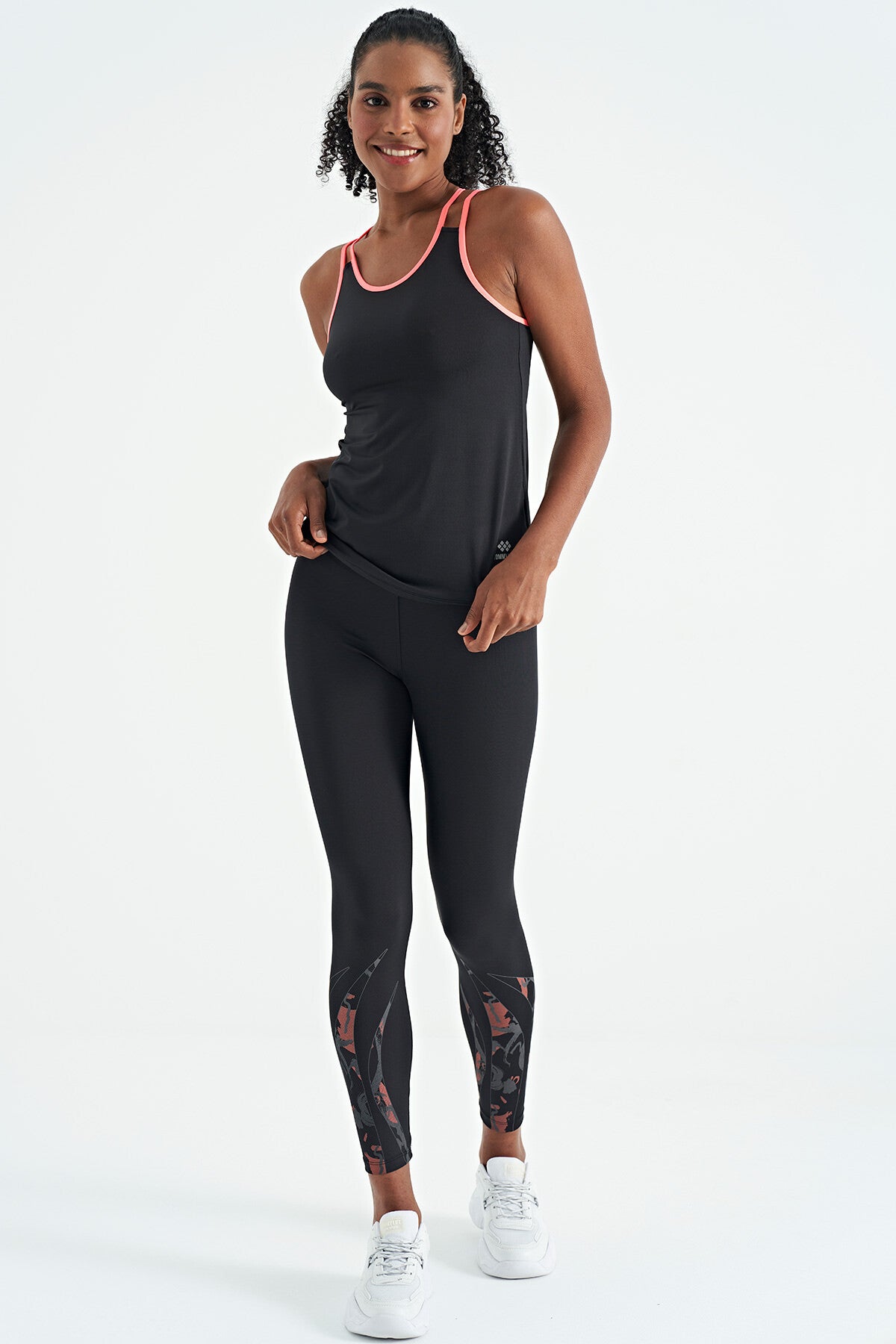 Black Double Strap Back Detailed Standard Fit Women's Sports Singlet - 97258