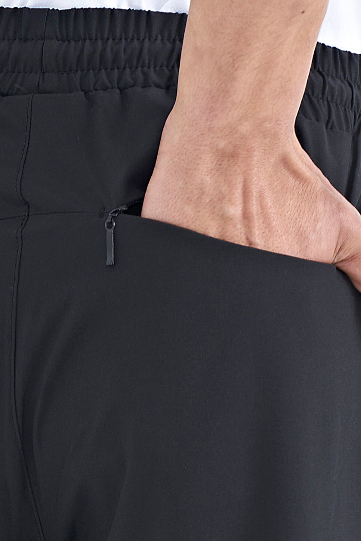 Black Men's Basic Pocketed Laced Comfortable Elastic Cuff Tracksuit Bottom - 84826