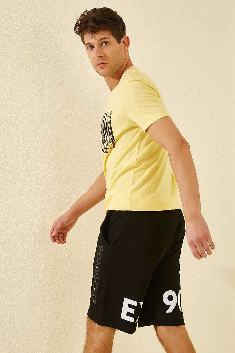 Black Print Standard Fit Men's Shorts - 81142