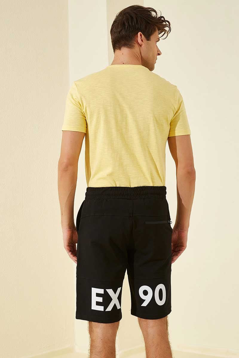 Black Print Standard Fit Men's Shorts - 81142